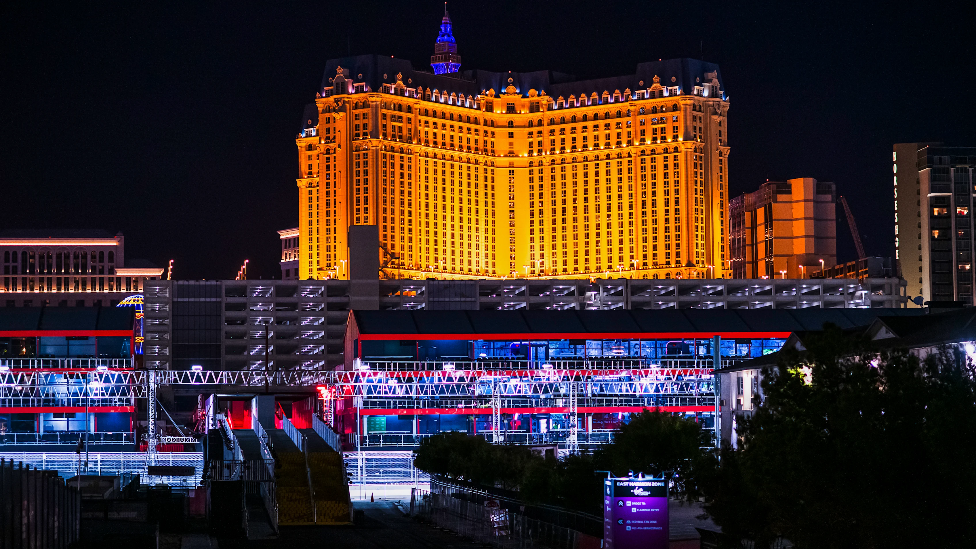 LAS VEGAS, NEVADA - NOVEMBER 14: A general view of the Paris Las Vegas Hotel around the circuit
