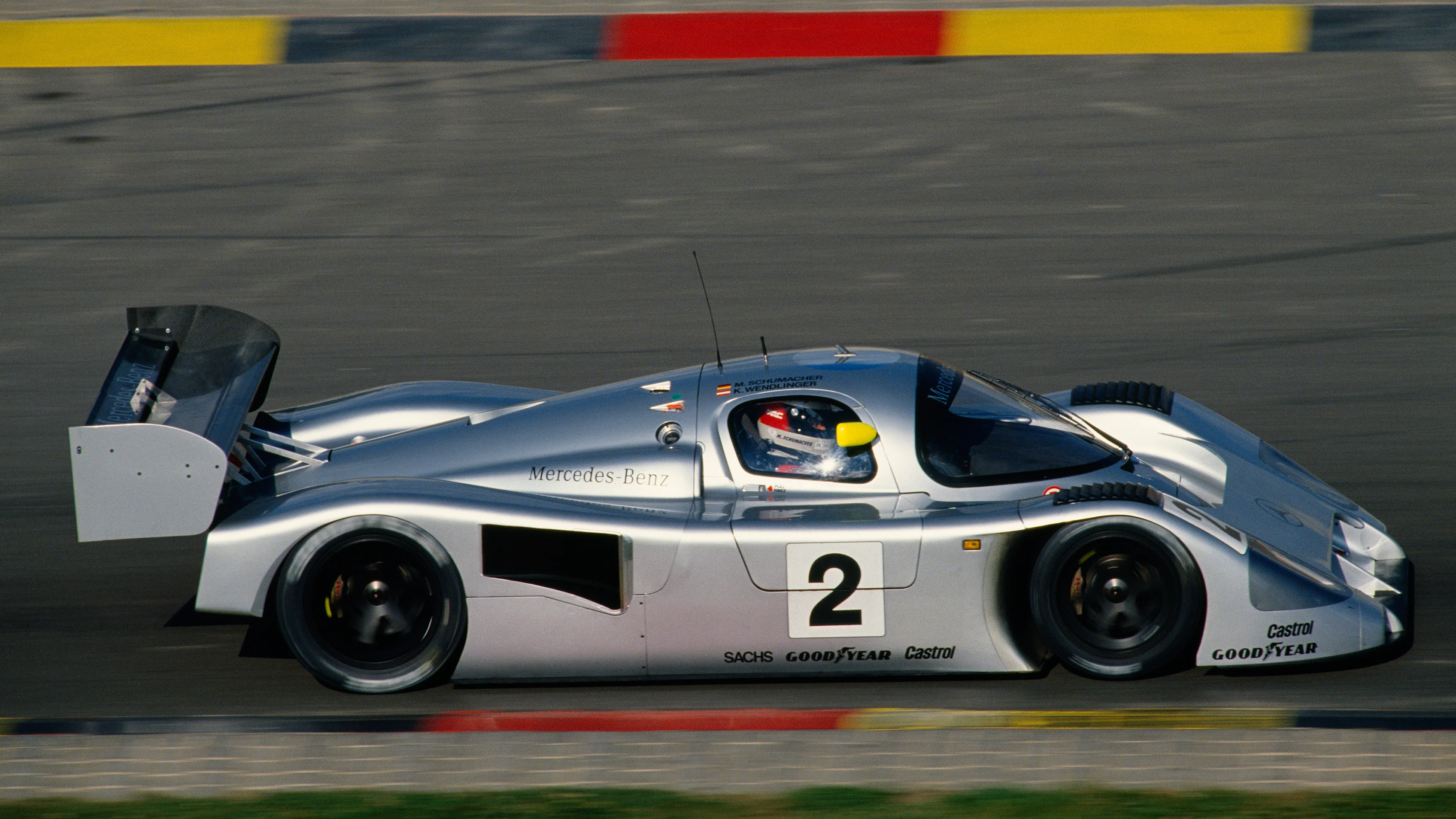 Michael Schumacher from Germany races the Sauber Mercedes-Benz during the 1991 ADAC