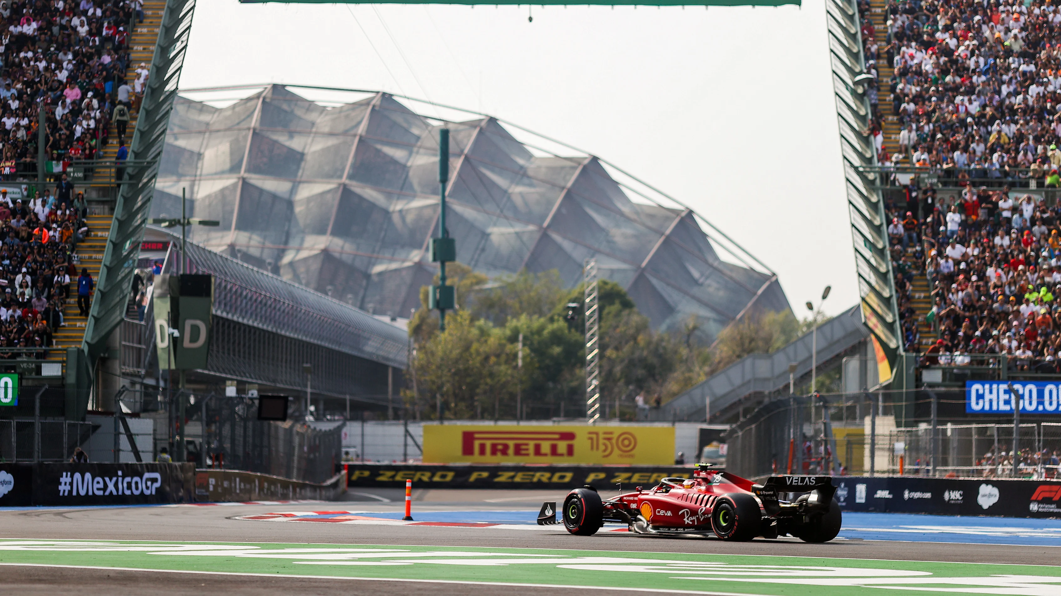 MEXICO CITY, MEXICO - OCTOBER 29: Carlos Sainz of Ferrari and Spain  during qualifying ahead of the