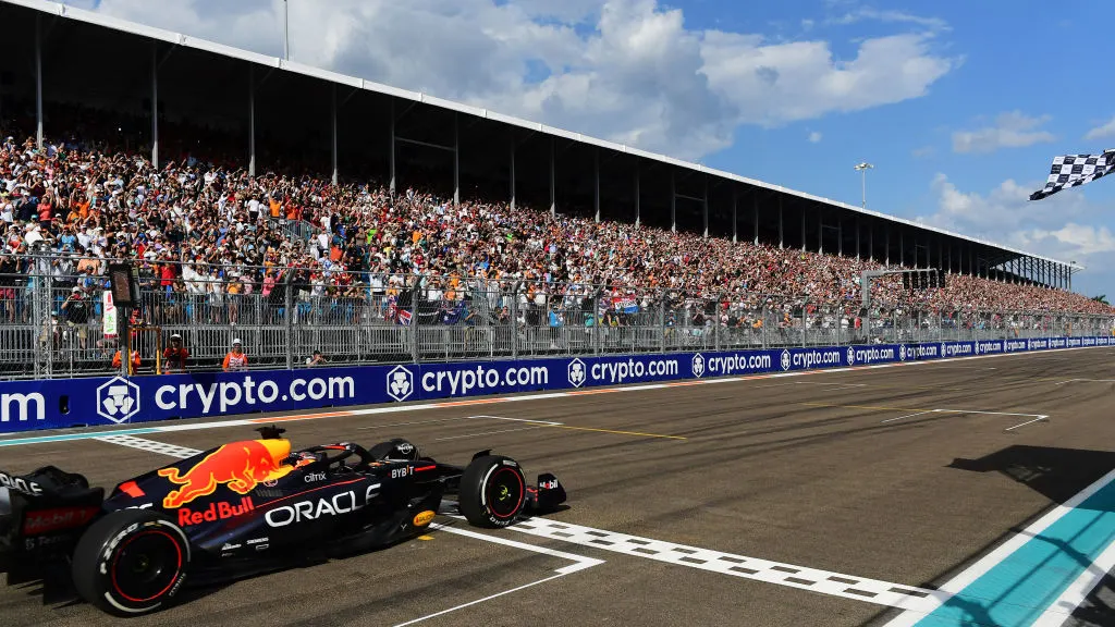 MIAMI, FLORIDA - MAY 08: Race winner Max Verstappen of the Netherlands driving the (1) Oracle Red