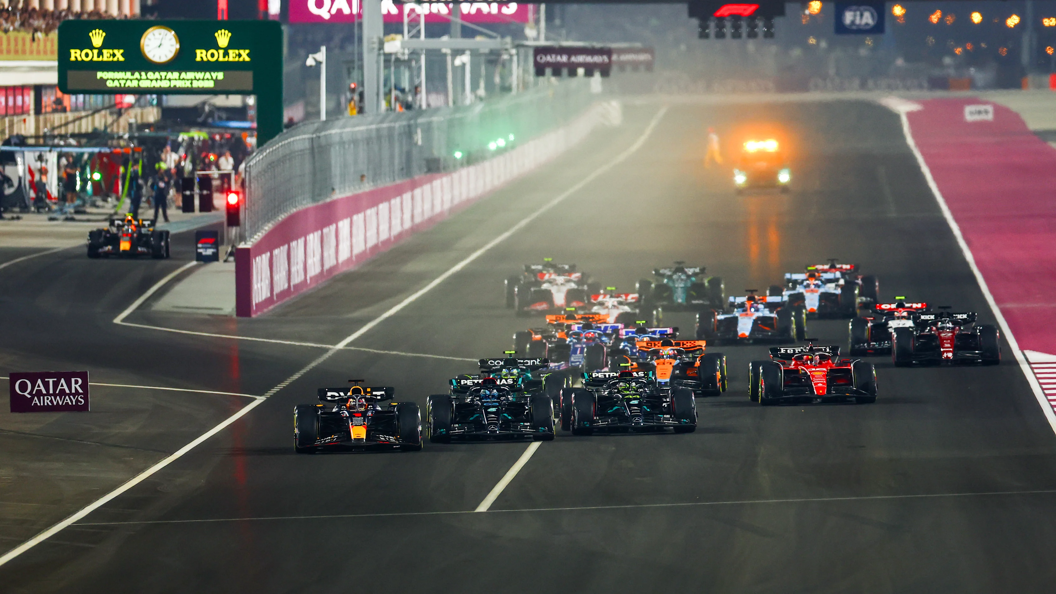 LUSAIL CITY, QATAR - OCTOBER 08: Max Verstappen of the Netherlands driving the (1) Oracle Red Bull