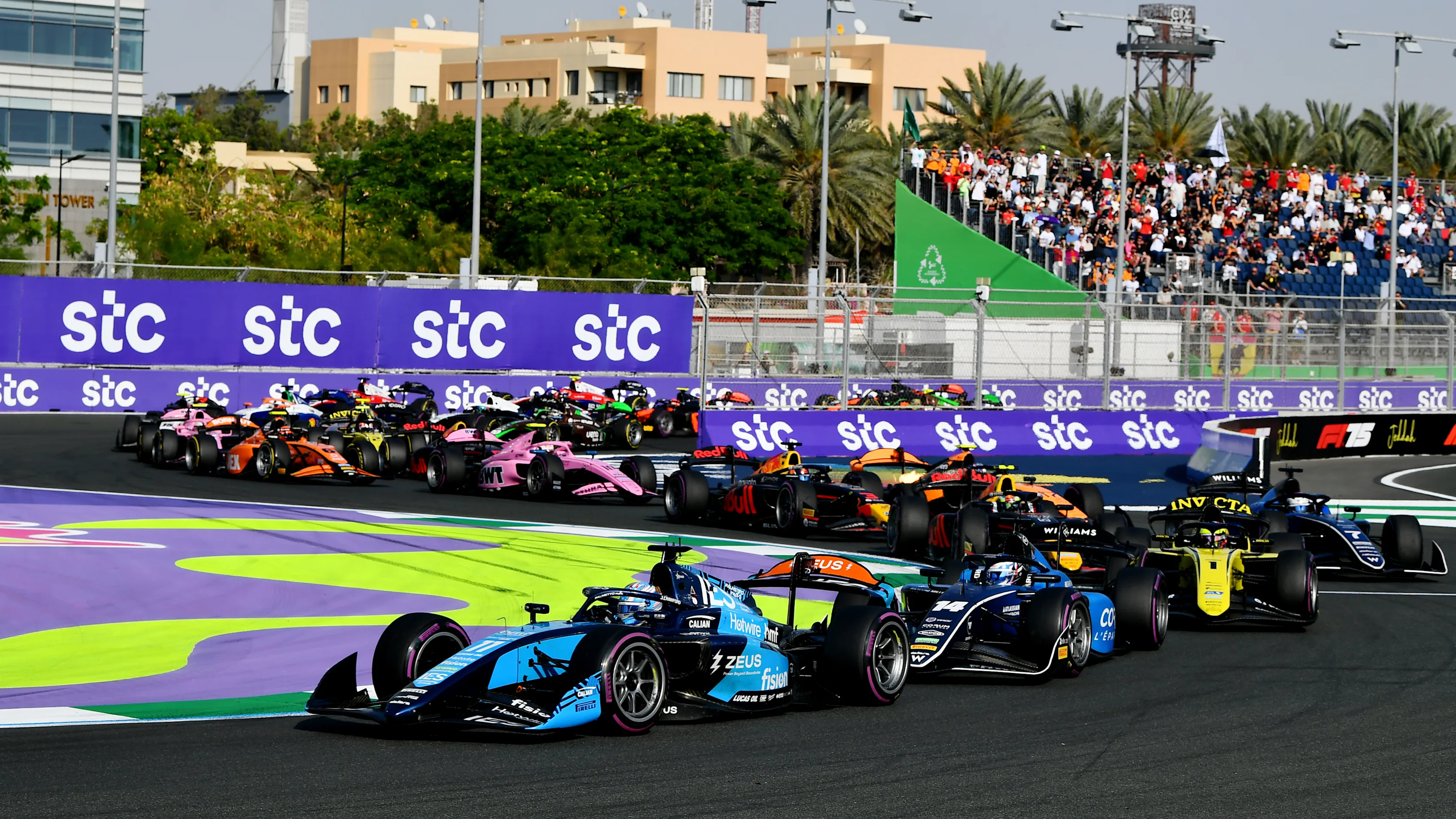 JEDDAH, SAUDI ARABIA - APRIL 20: Jak Crawford of United States and DAMS Lucas Oil (11) leads Victor