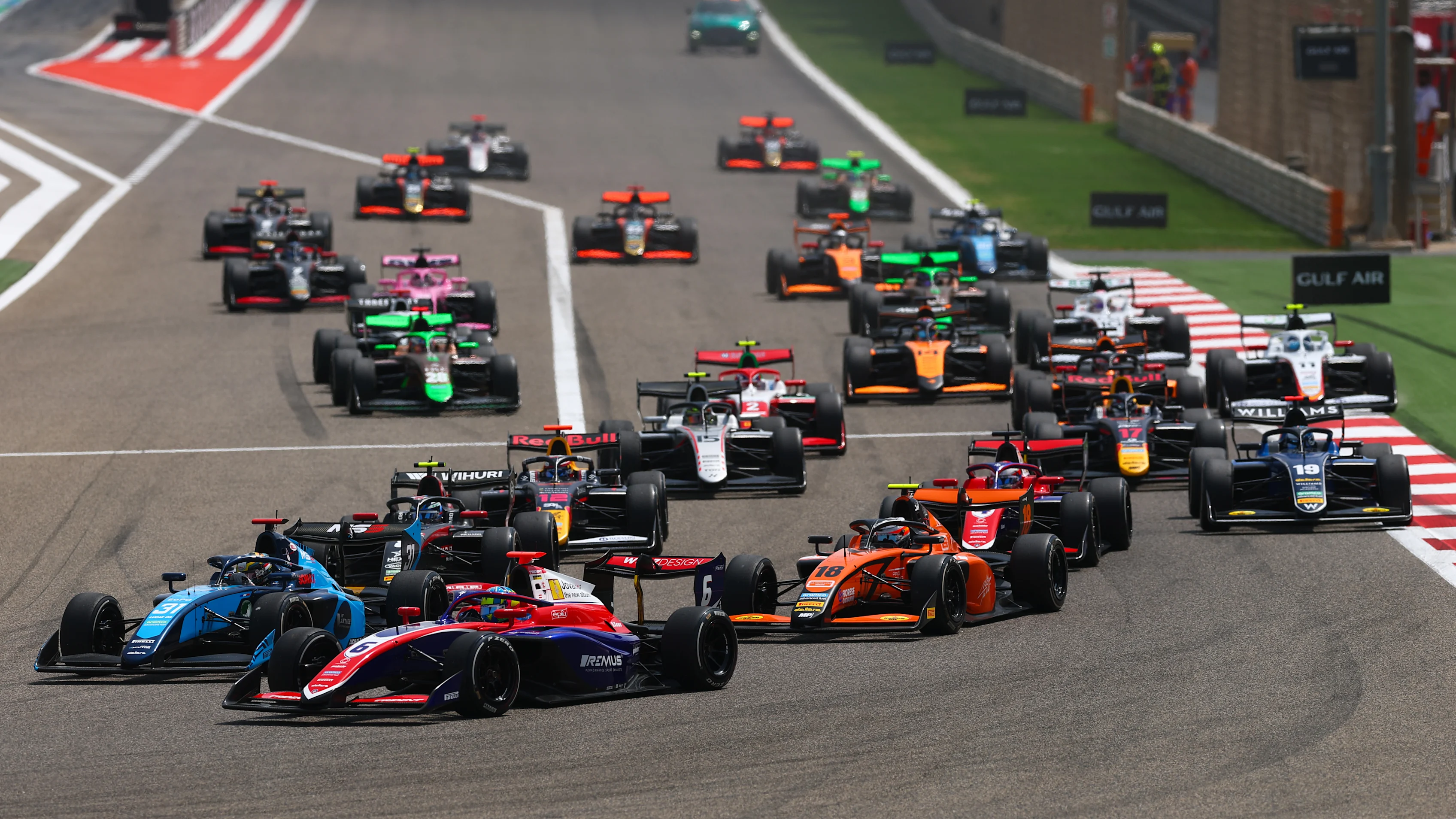 BAHRAIN, BAHRAIN - APRIL 13: Charlie Wurz of Austria and Trident (6) and Christian Ho of Singapore