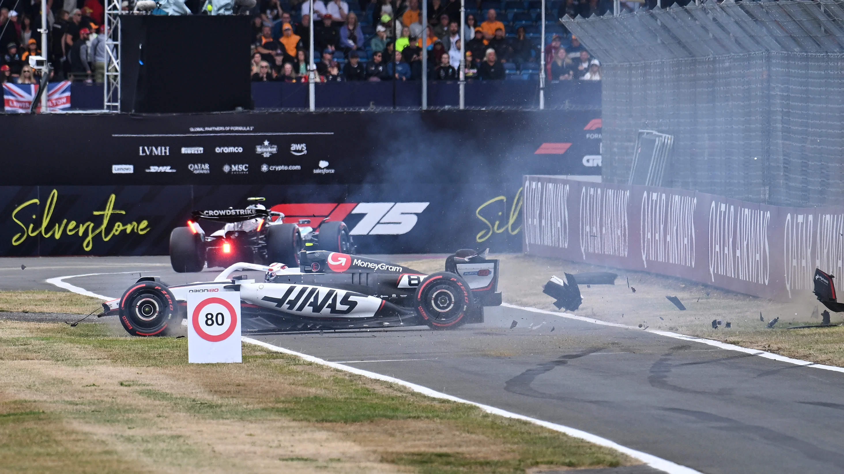 NORTHAMPTON, ENGLAND - JULY 05: Oliver Bearman of Great Britain driving the (87) Haas F1 VF-25