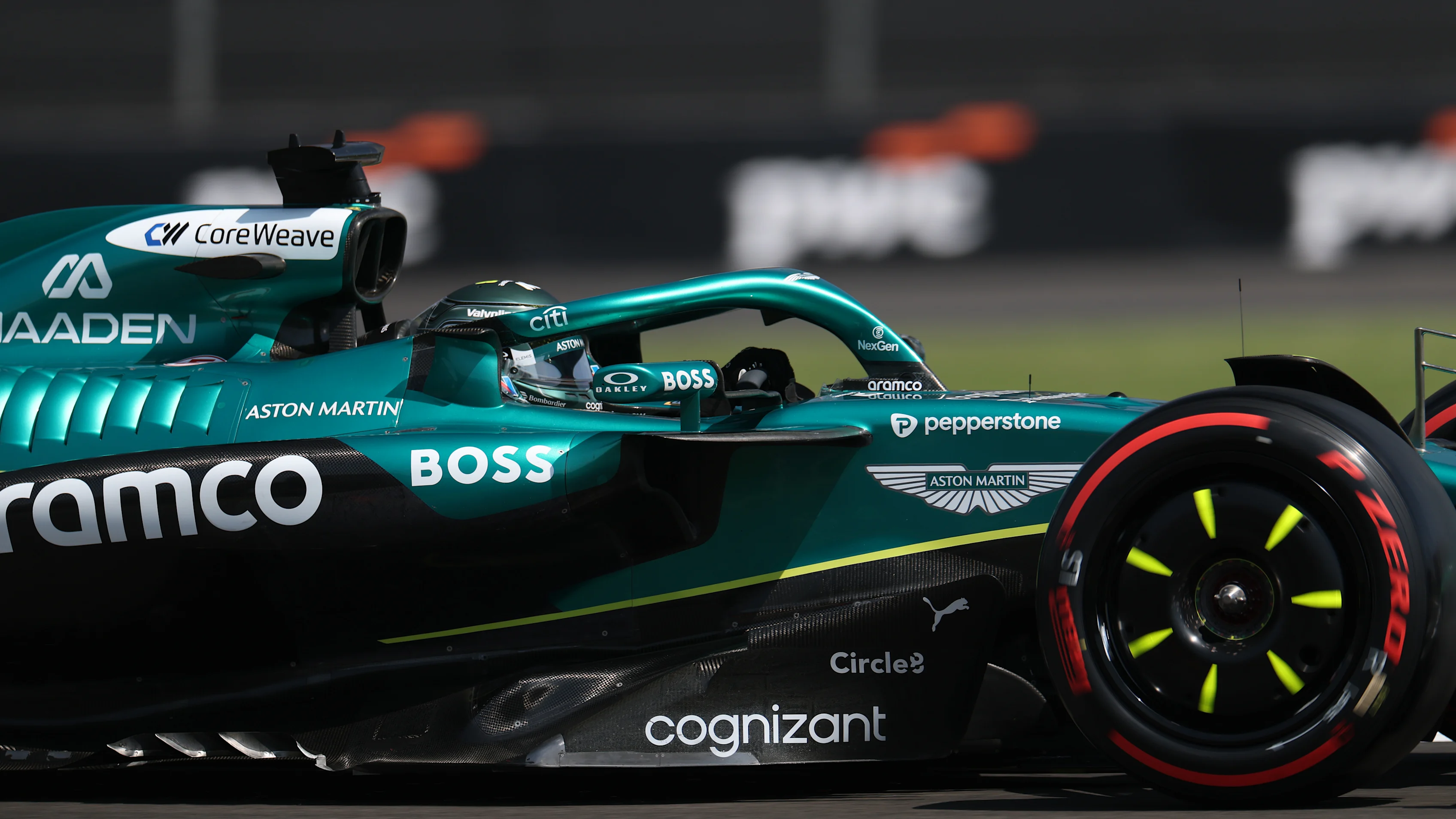 MEXICO CITY, MEXICO - OCTOBER 25: Lance Stroll of Canada driving the (18) Aston Martin F1 Team