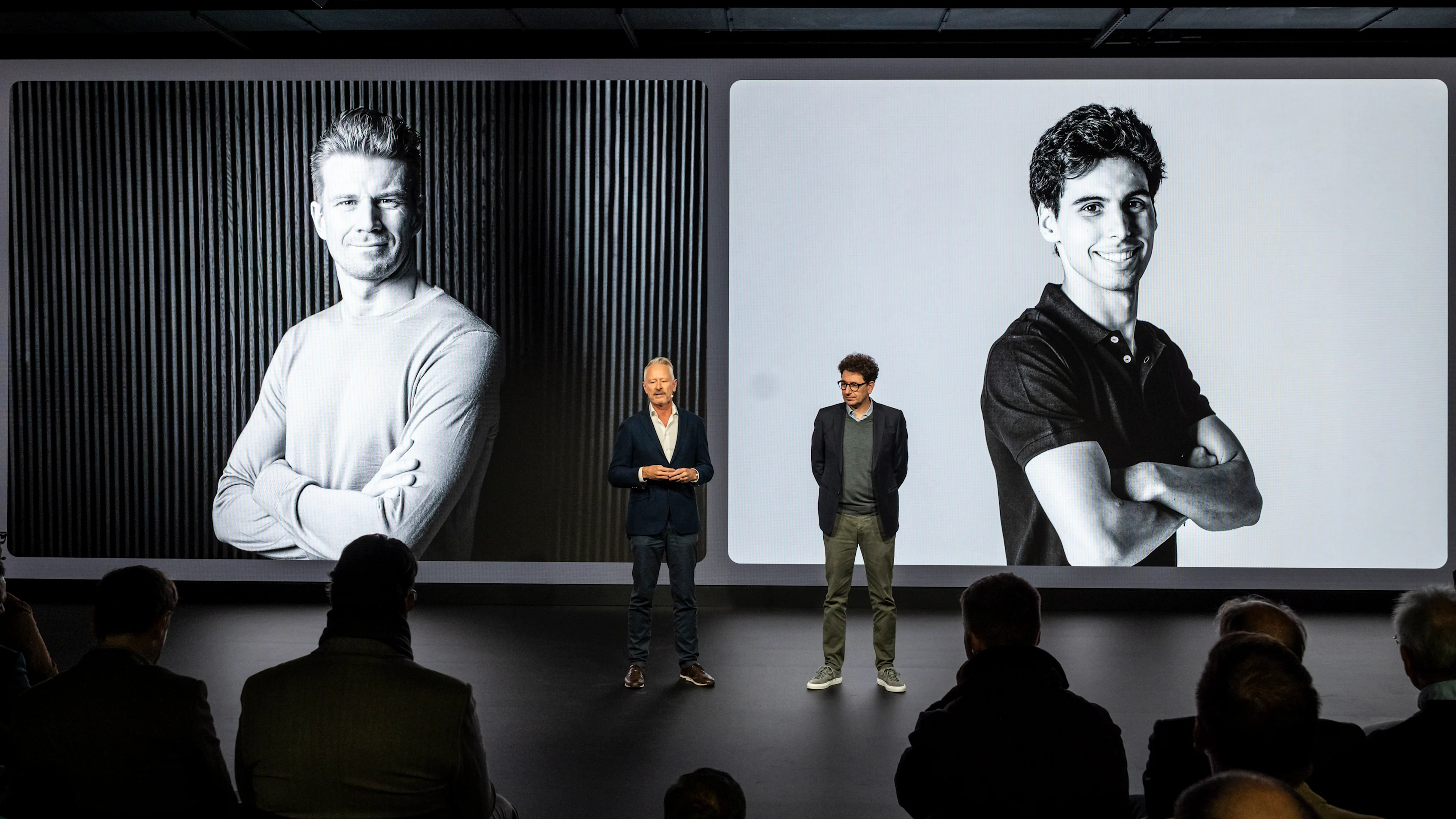 Team Principal Jonathan Wheatley and Head of Audi F1 Project Mattia Binotto at the reveal event