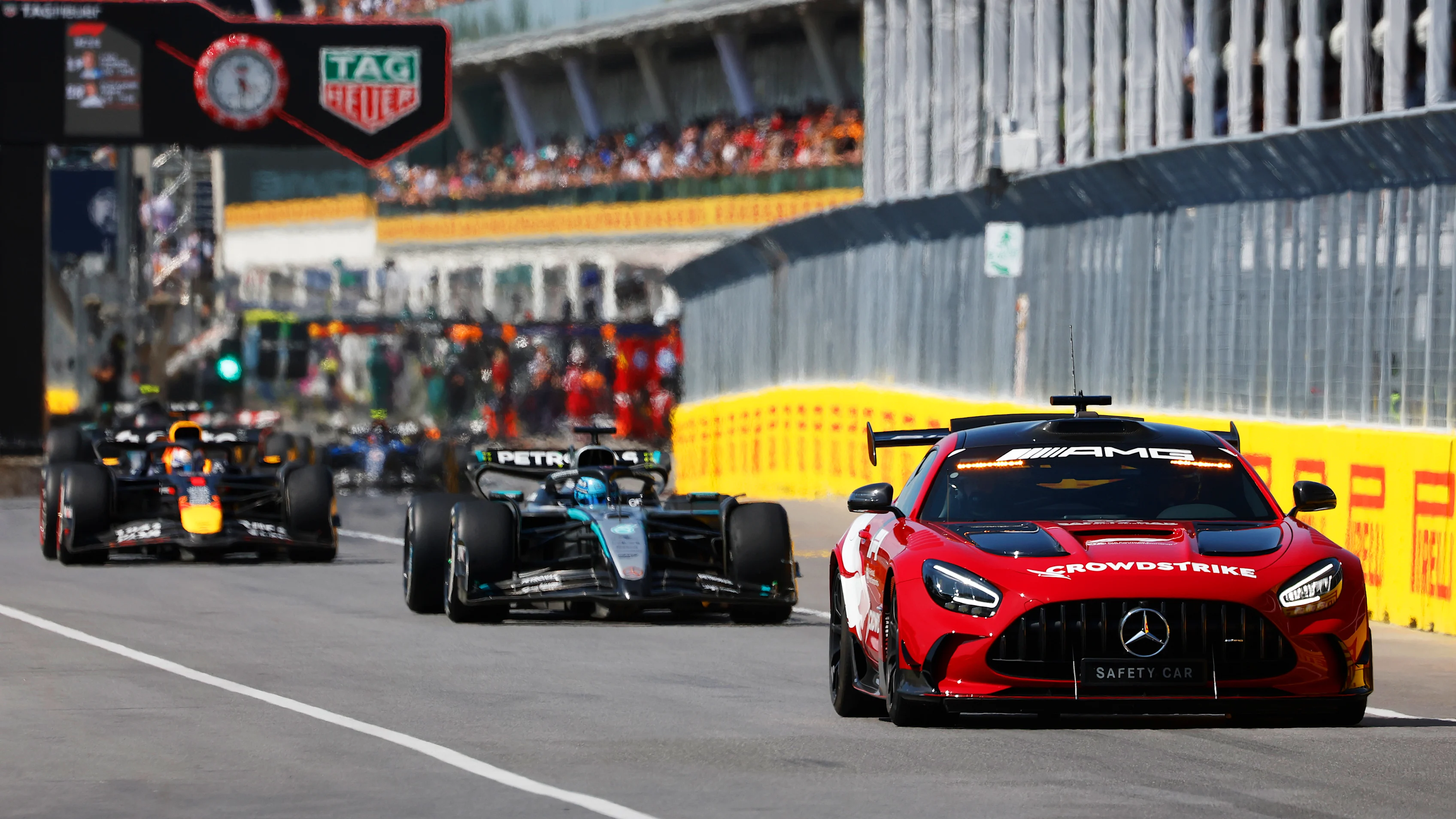 MONTREAL, QUEBEC - JUNE 15: The FIA Safety Car leads the field during the F1 Grand Prix of Canada