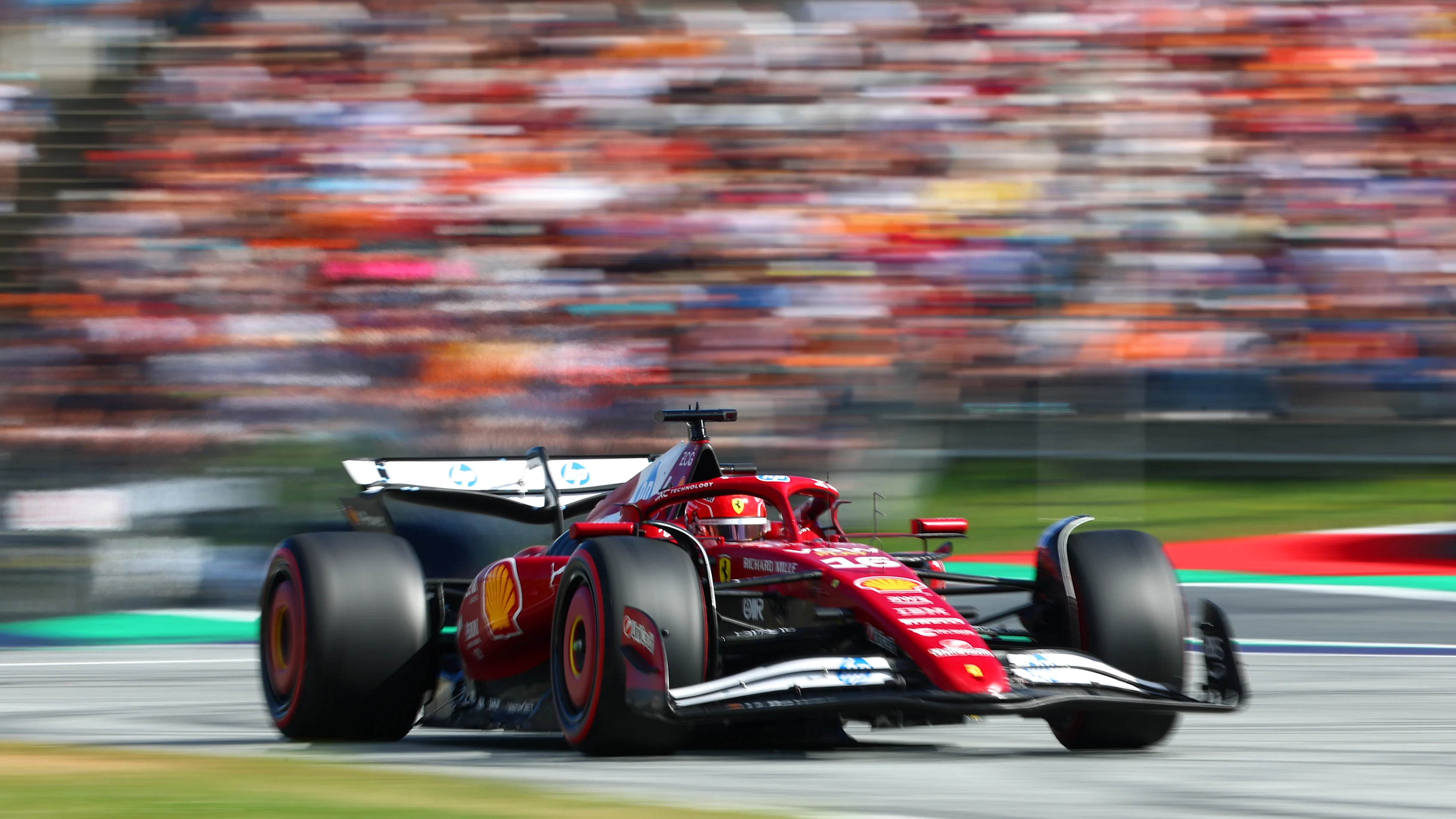 SPIELBERG, AUSTRIA - JUNE 28: Charles Leclerc of Monaco driving the (16) Scuderia Ferrari SF-25 on