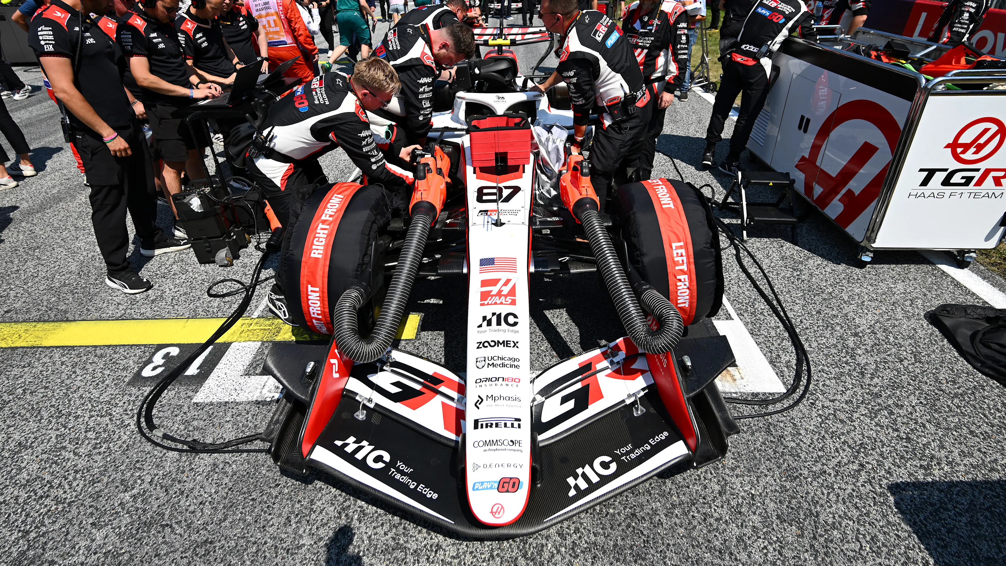 SPIELBERG, AUSTRIA - JUNE 28: Oliver Bearman of Great Britain and Haas F1 on the grid prior to the