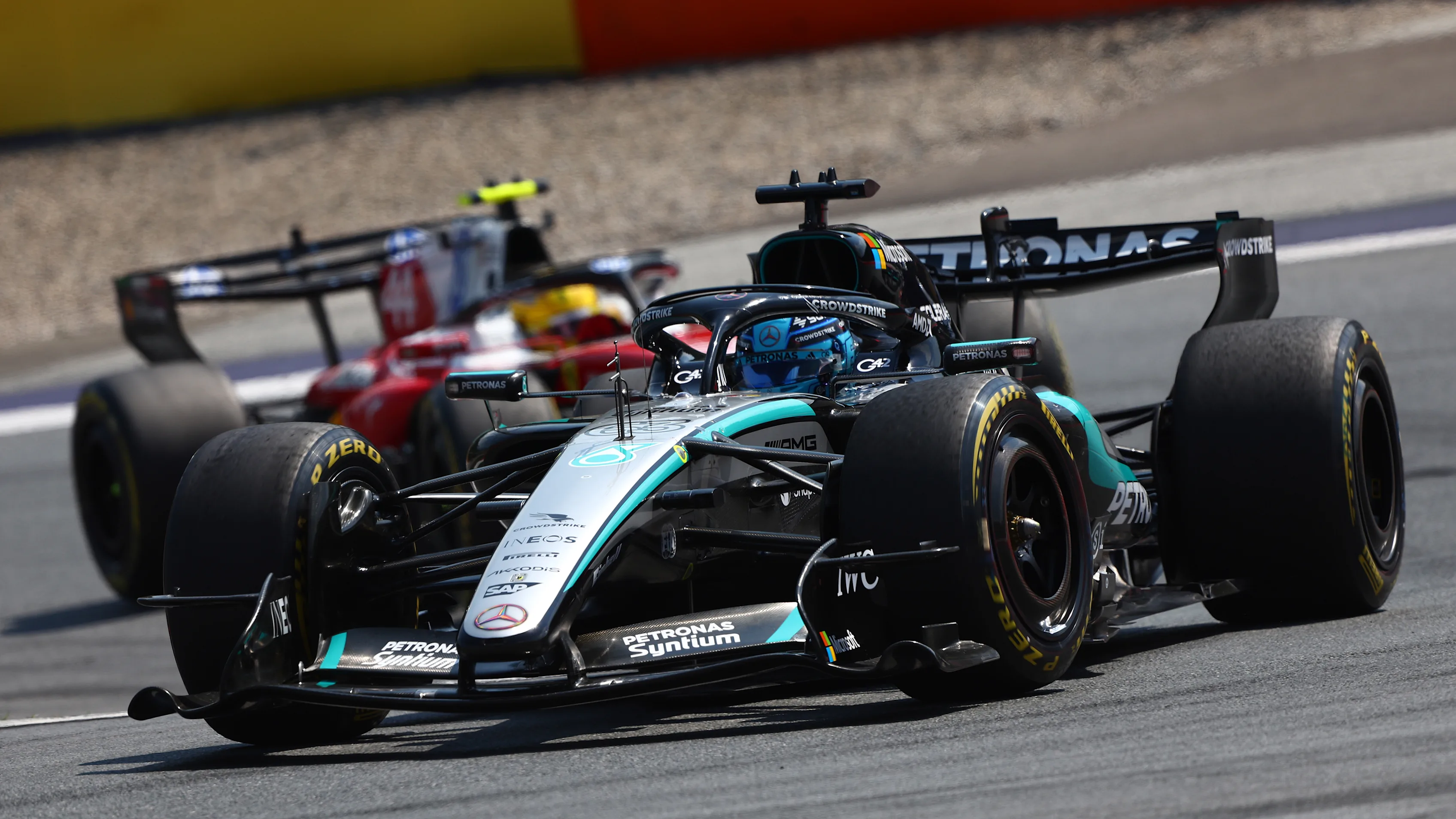 SPIELBERG, AUSTRIA - JUNE 28: George Russell of Great Britain driving the (63) Mercedes AMG
