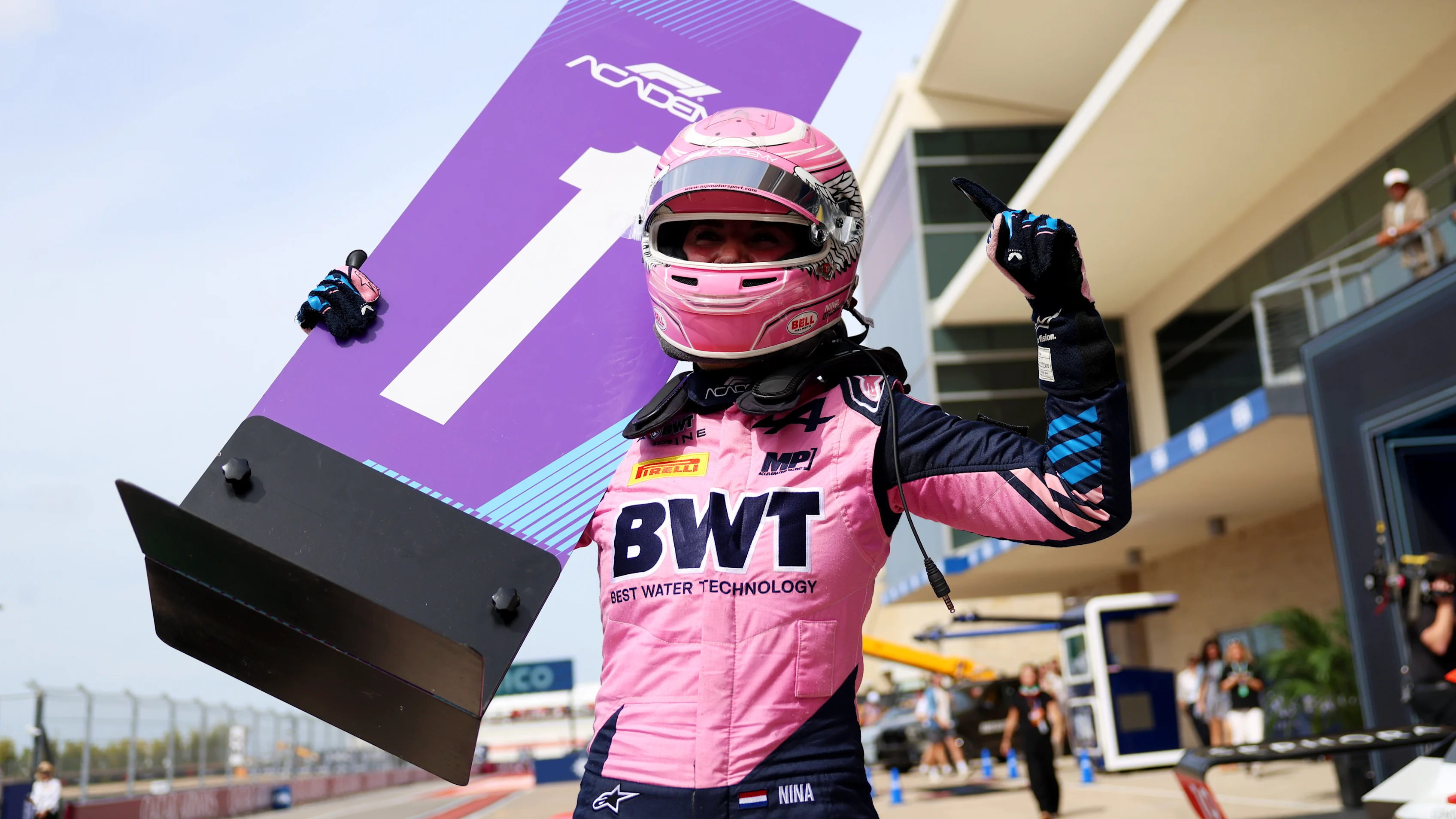 AUSTIN, TEXAS - OCTOBER 25: Race winner Nina Gademan of Netherlands and MP Motorsport (3)