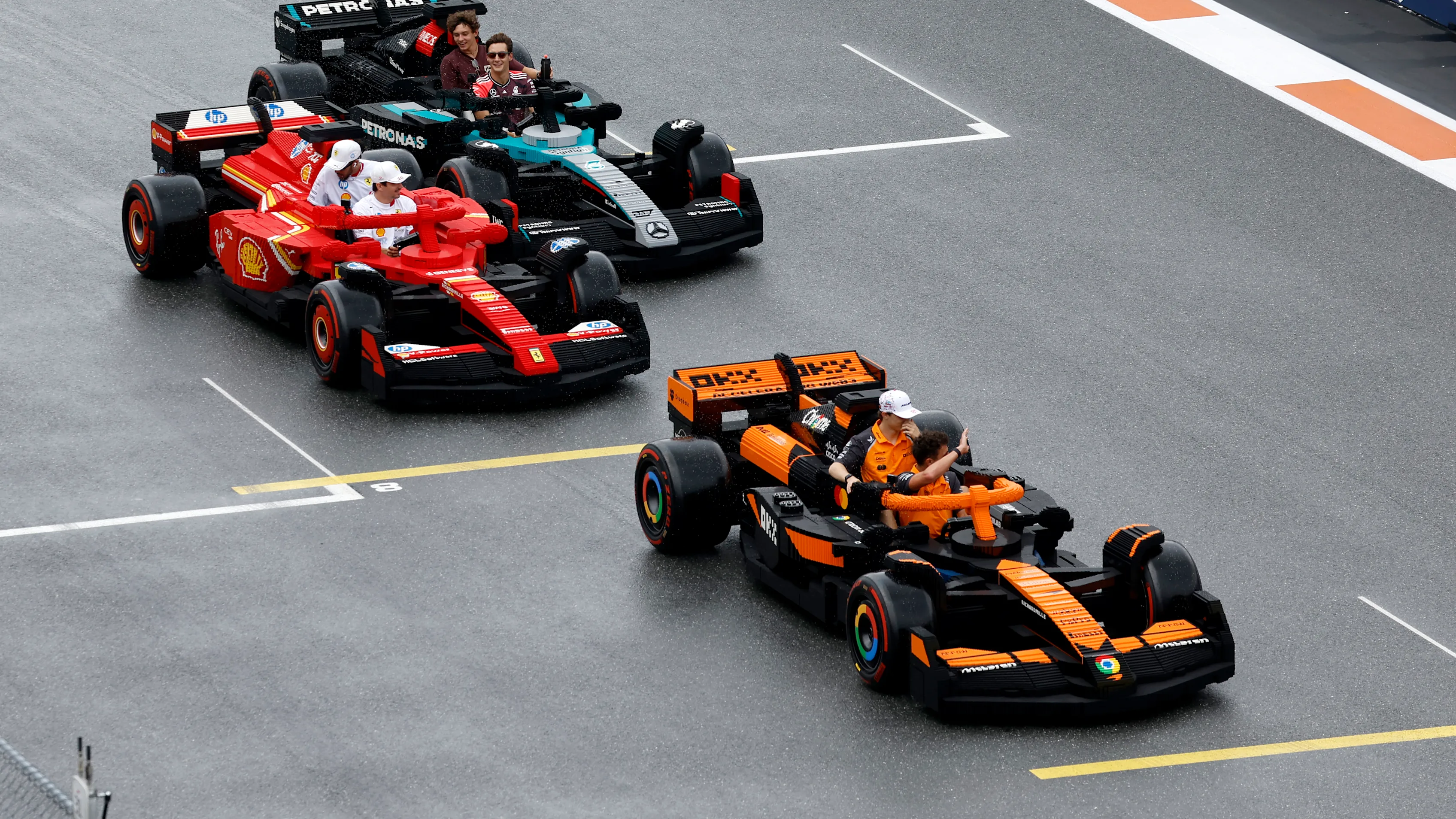 MIAMI, FLORIDA - MAY 04: Lando Norris of Great Britain and McLaren Oscar Piastri of Australia and