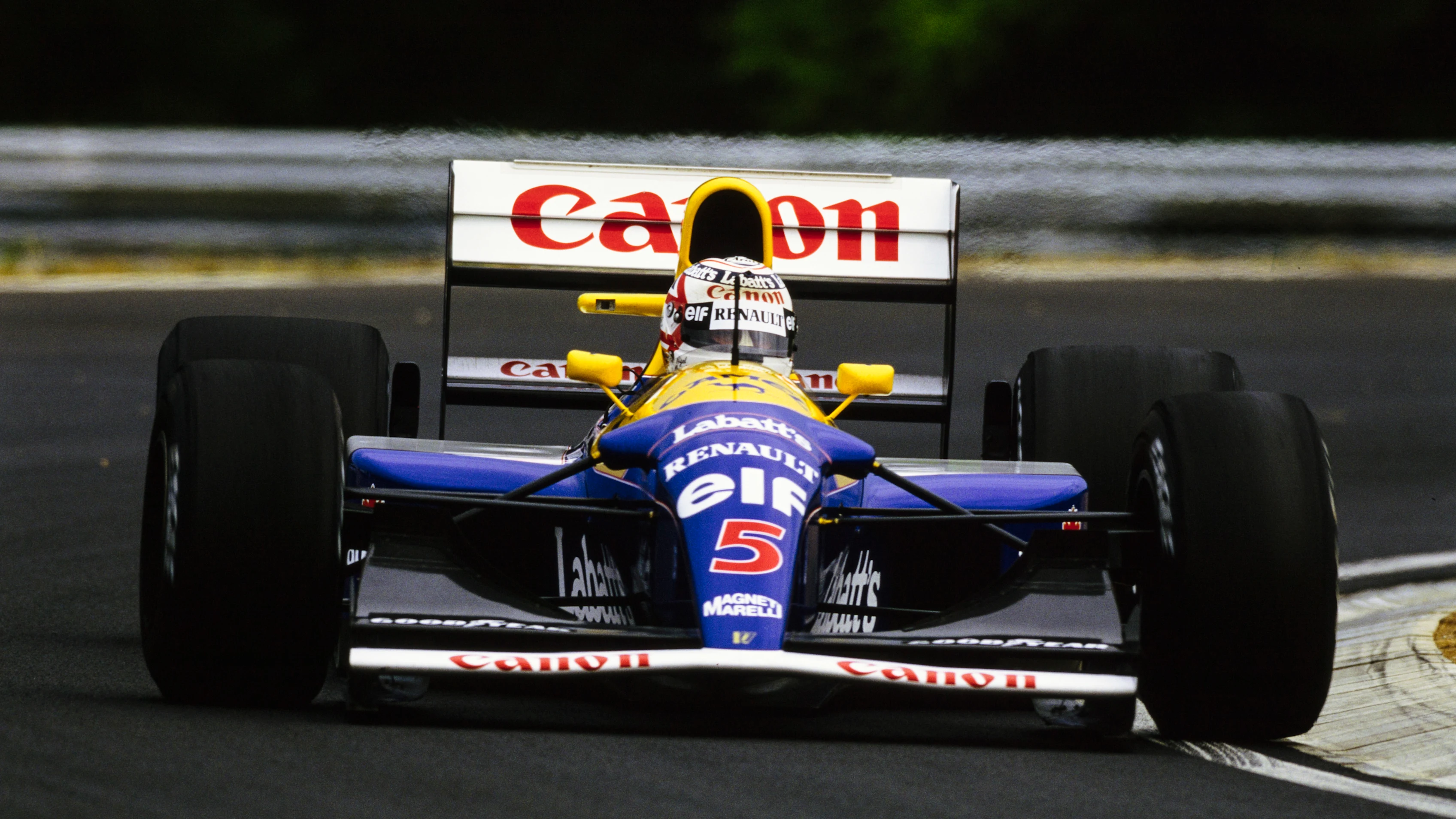 HUNGARORING, HUNGARY - AUGUST 16: Nigel Mansell, Williams FW14B Renault during the Hungarian GP at