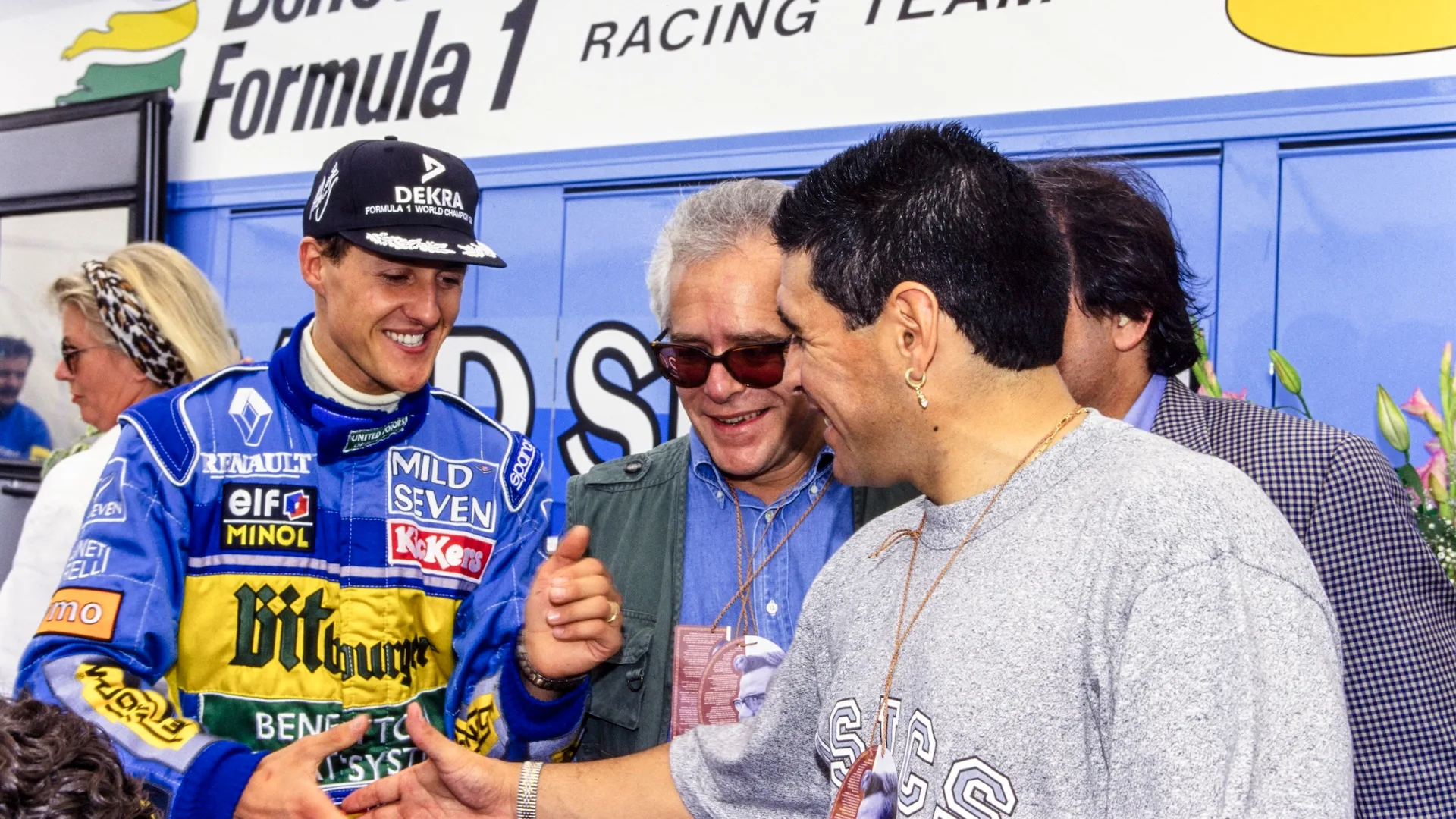 MONTE CARLO, MONACO - MAY 28: Michael Schumacher with Diego Maradona during the Monaco GP at Monte