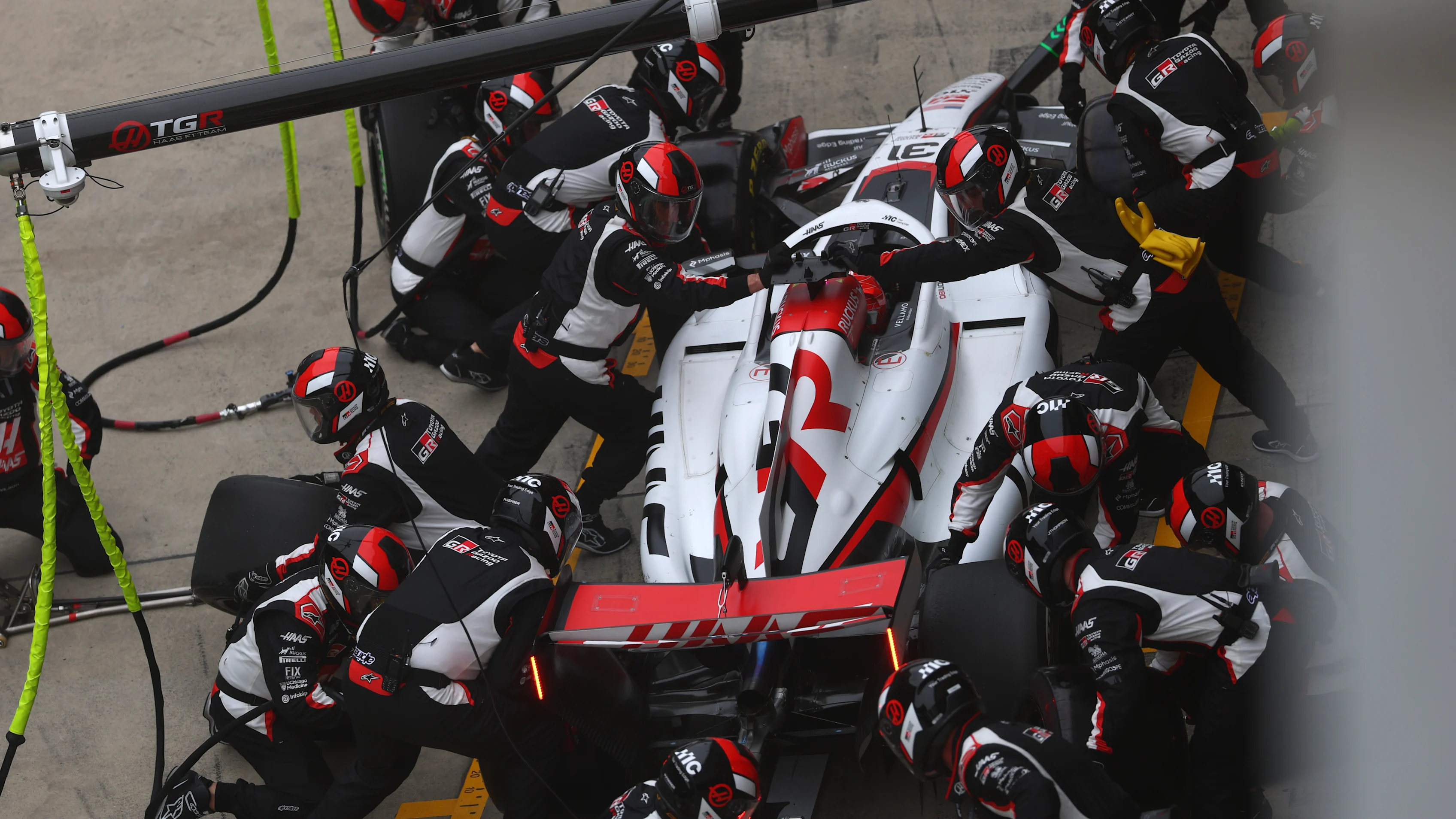 SHANGHAI, CHINA - MARCH 15: Esteban Ocon of France driving the (31) Haas F1 VF-26 Ferrari makes a