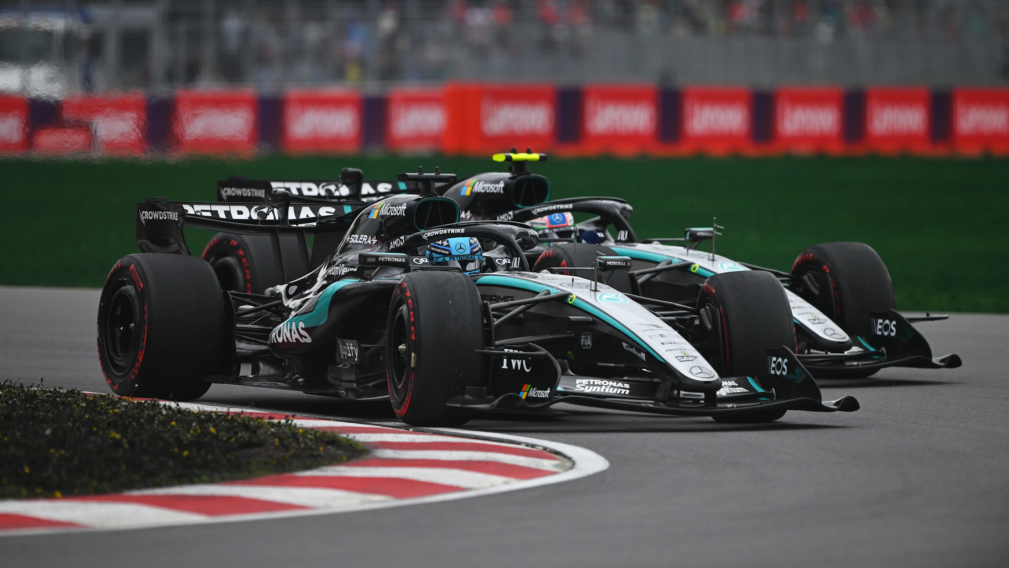 MONTREAL, QUEBEC - MAY 24: George Russell of Great Britain driving the (63) Mercedes AMG Petronas