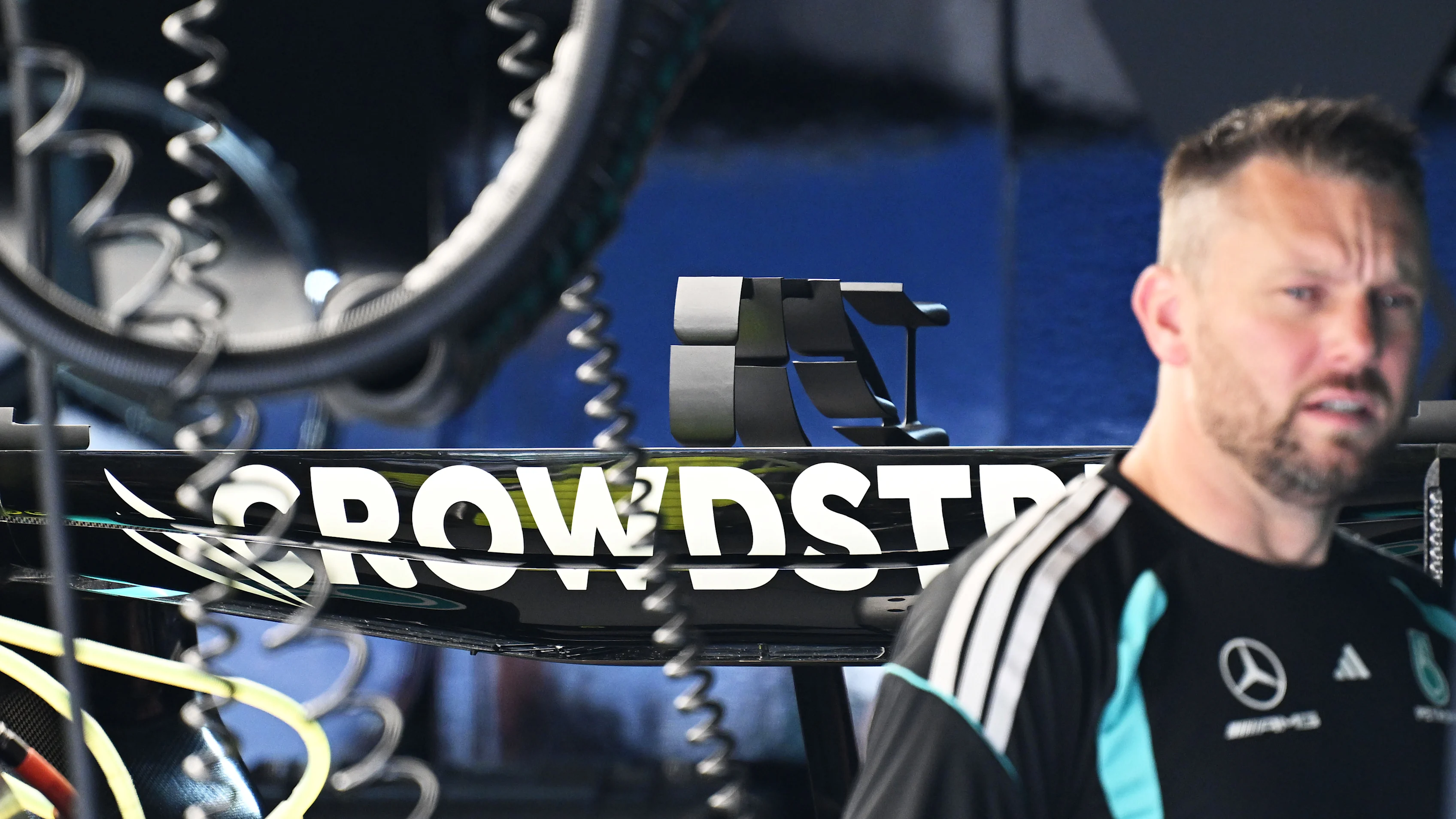 MONTE-CARLO, MONACO - JUNE 04: Rear wing of the Mercedes AMG Petronas F1 Team car in the garage