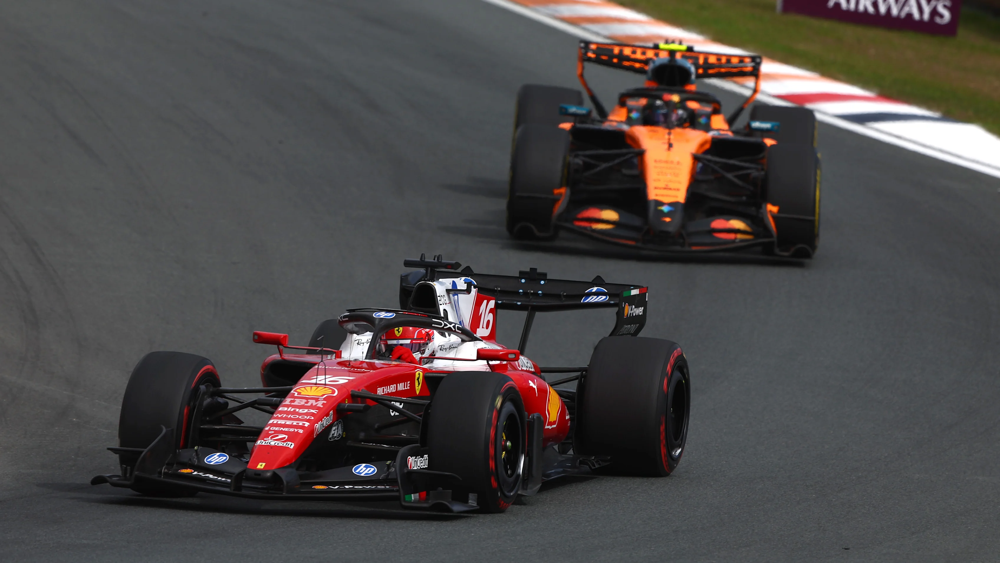 ZANDVOORT, NETHERLANDS - AUGUST 22: Second placed Charles Leclerc of Monaco and Scuderia Ferrari