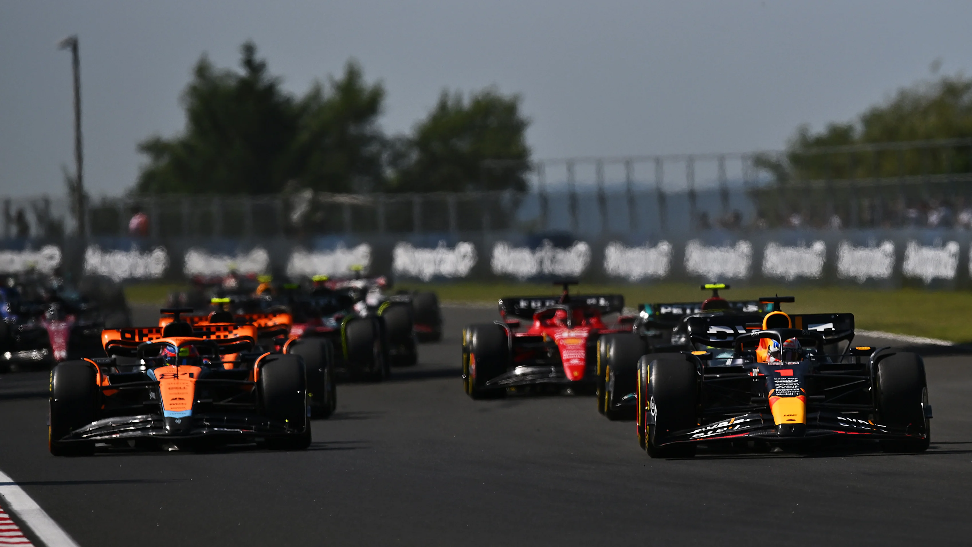 BUDAPEST, HUNGARY - JULY 23: Max Verstappen of the Netherlands driving the (1) Oracle Red Bull