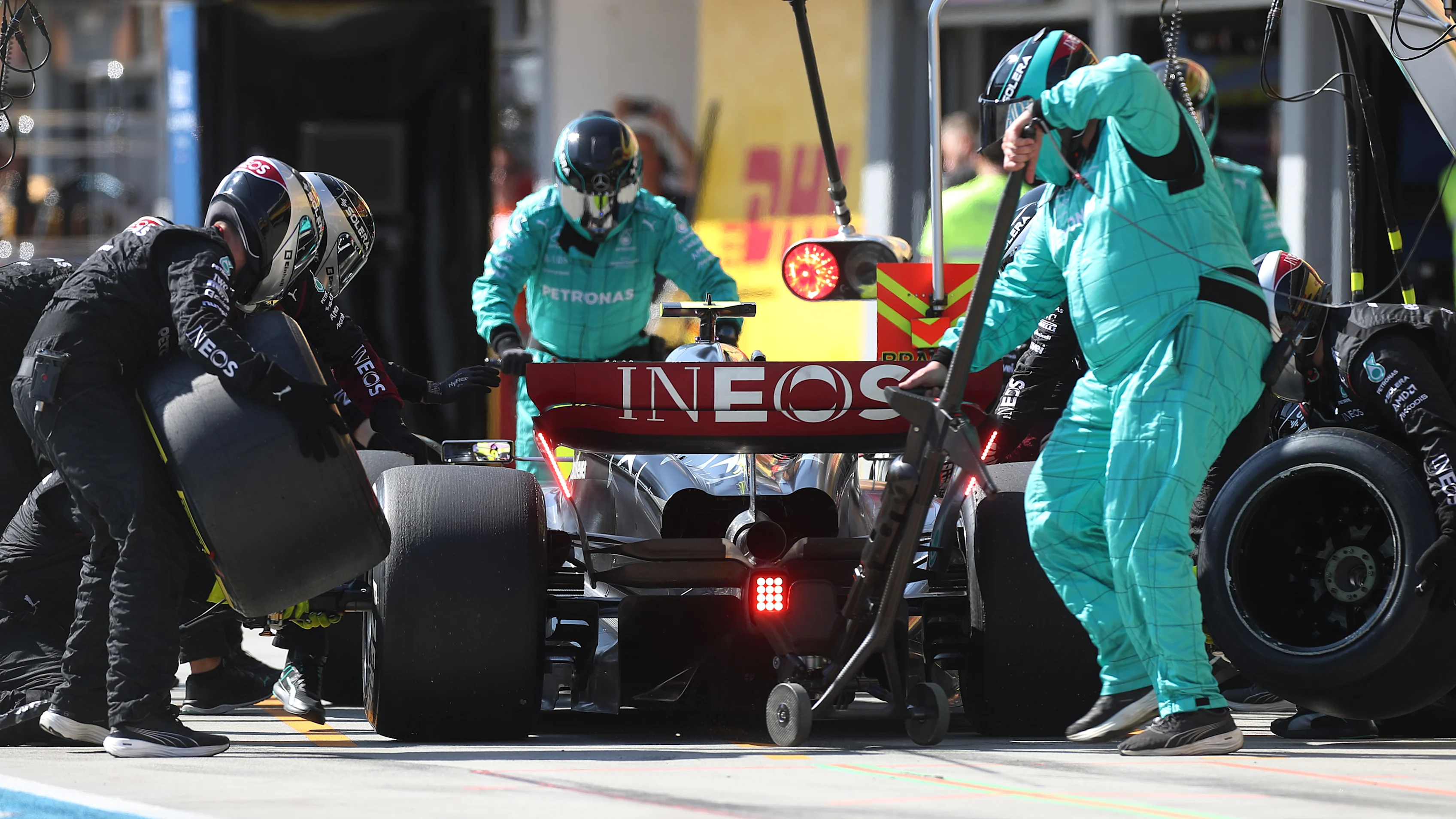 BUDAPEST, HUNGARY - JULY 23: Lewis Hamilton of Great Britain driving the (44) Mercedes AMG Petronas
