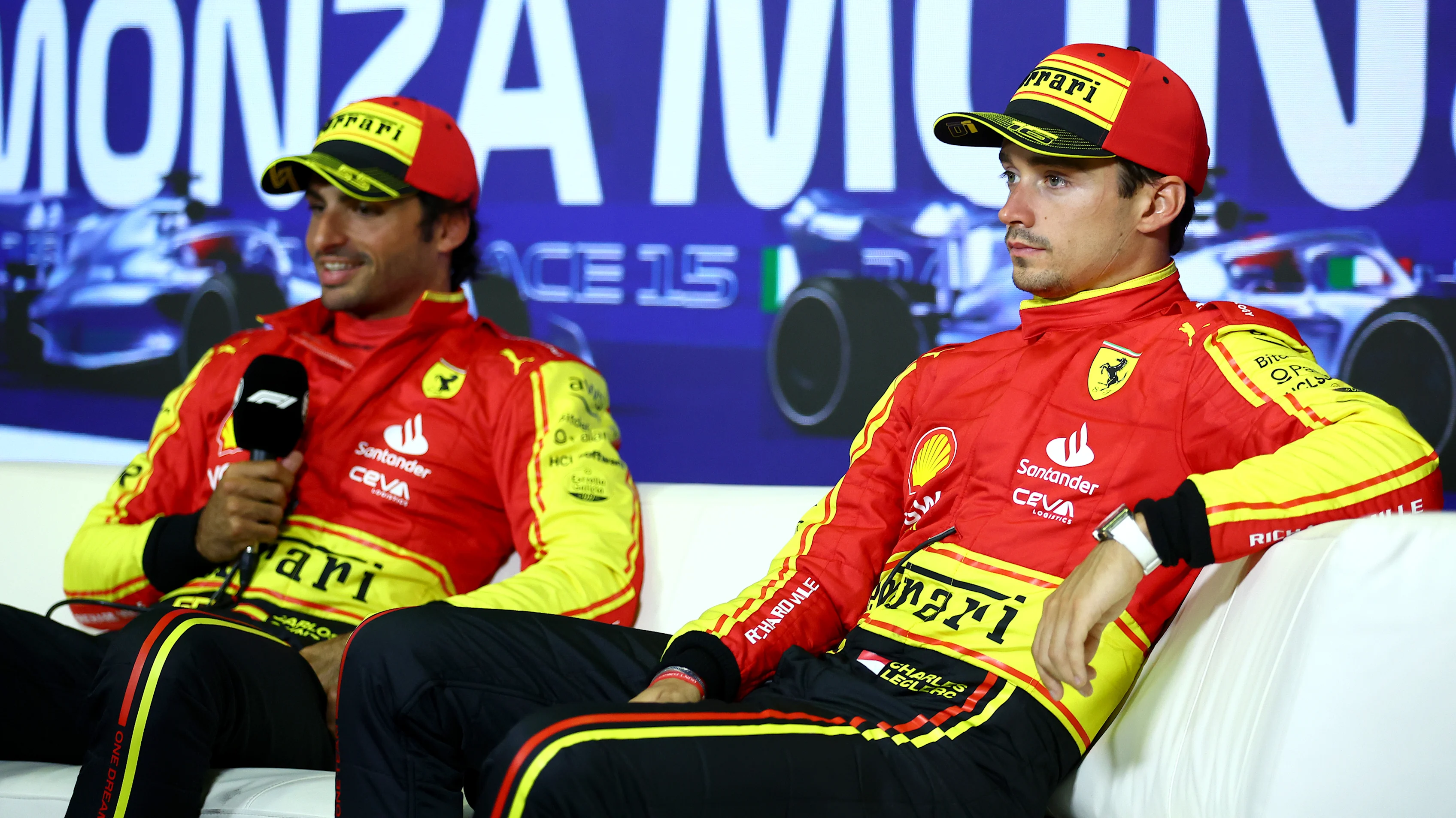 MONZA, ITALY - SEPTEMBER 02: Pole position qualifier Carlos Sainz of Spain and Ferrari and Third
