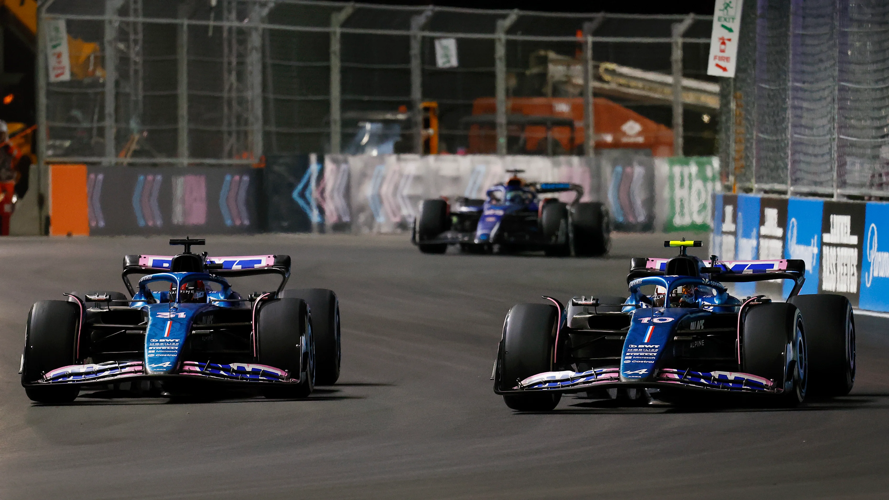 LAS VEGAS, NEVADA - NOVEMBER 18: Esteban Ocon of France driving the (31) Alpine F1 A523 Renault and