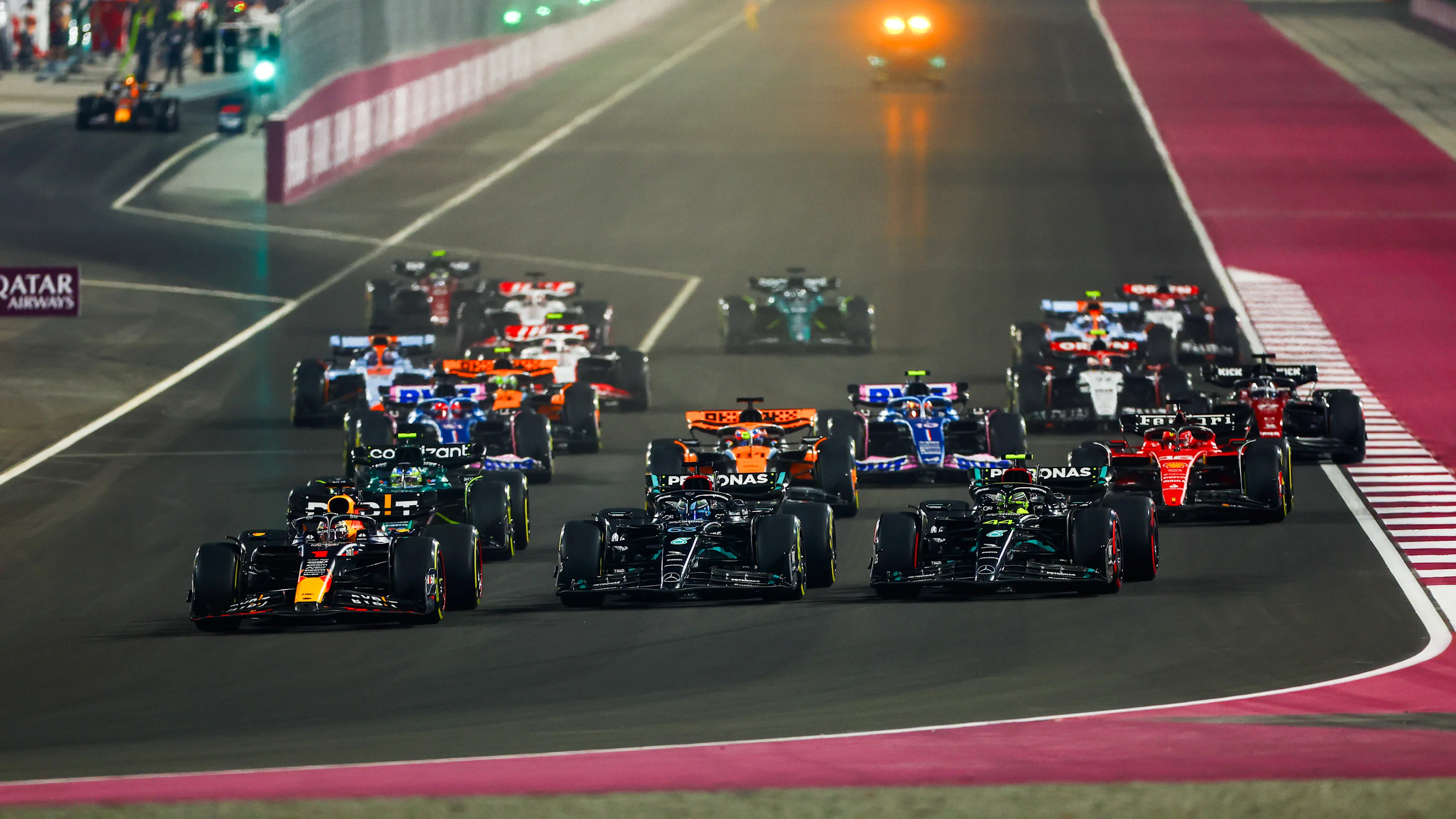 LUSAIL CITY, QATAR - OCTOBER 08: Max Verstappen of the Netherlands driving the (1) Oracle Red Bull