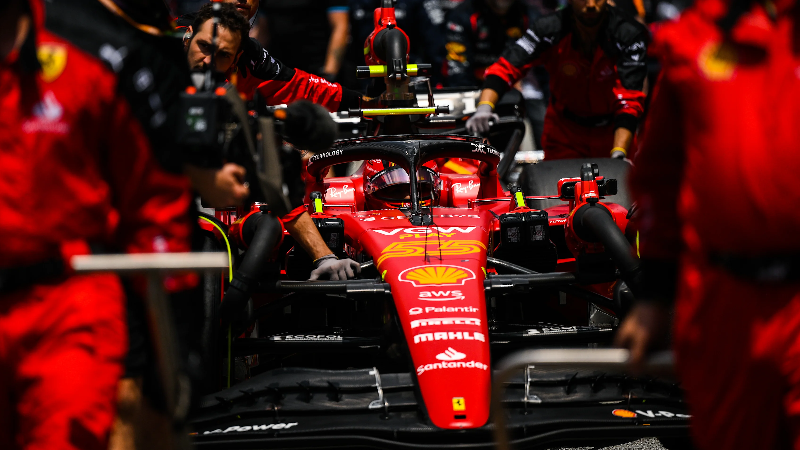 BARCELONA, SPAIN - JUNE 04: Carlos Sainz of Spain and Ferrari prepares to drive on the grid during