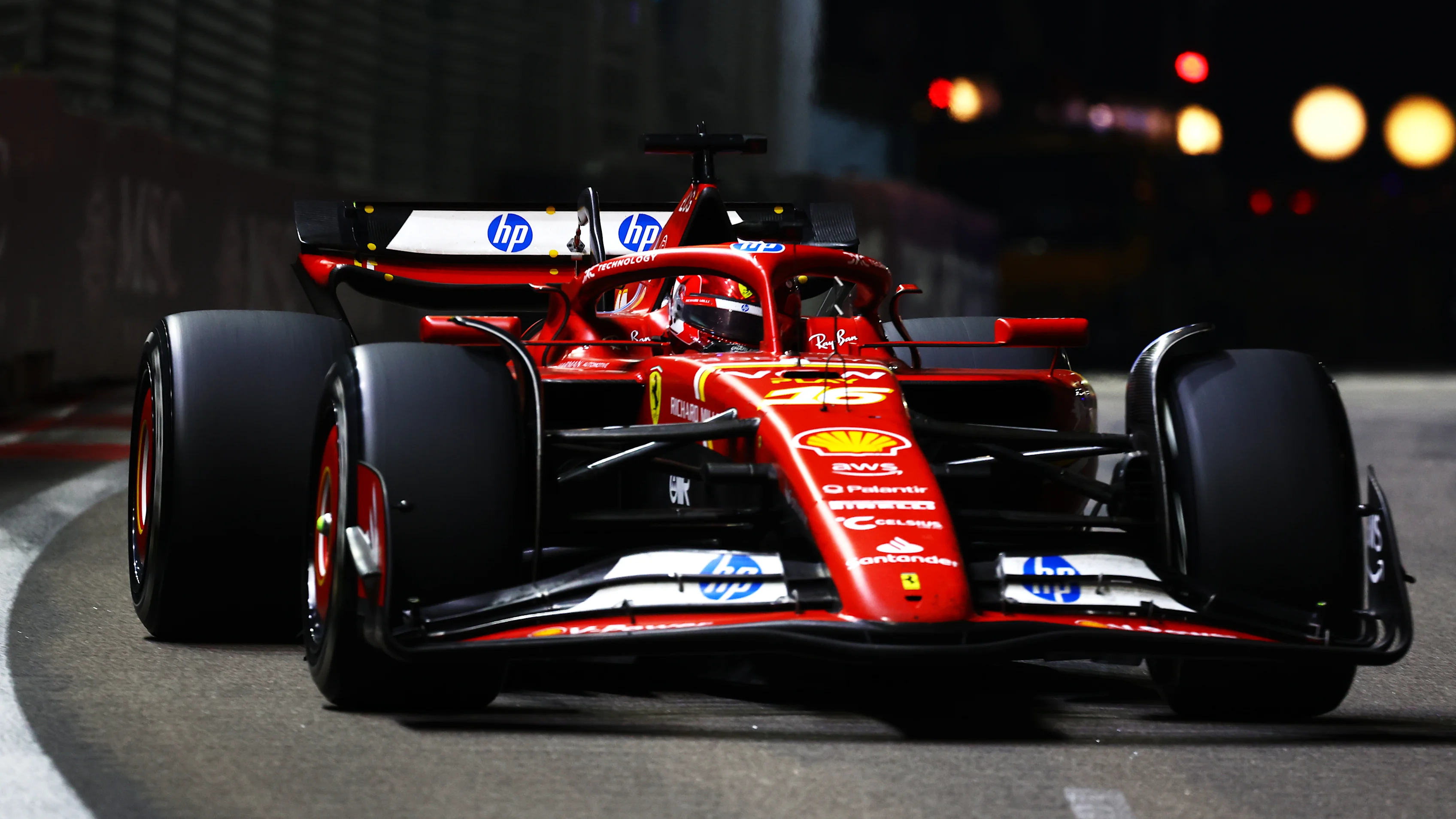SINGAPORE, SINGAPORE - SEPTEMBER 22: Charles Leclerc of Monaco driving the (16) Ferrari SF-24 on
