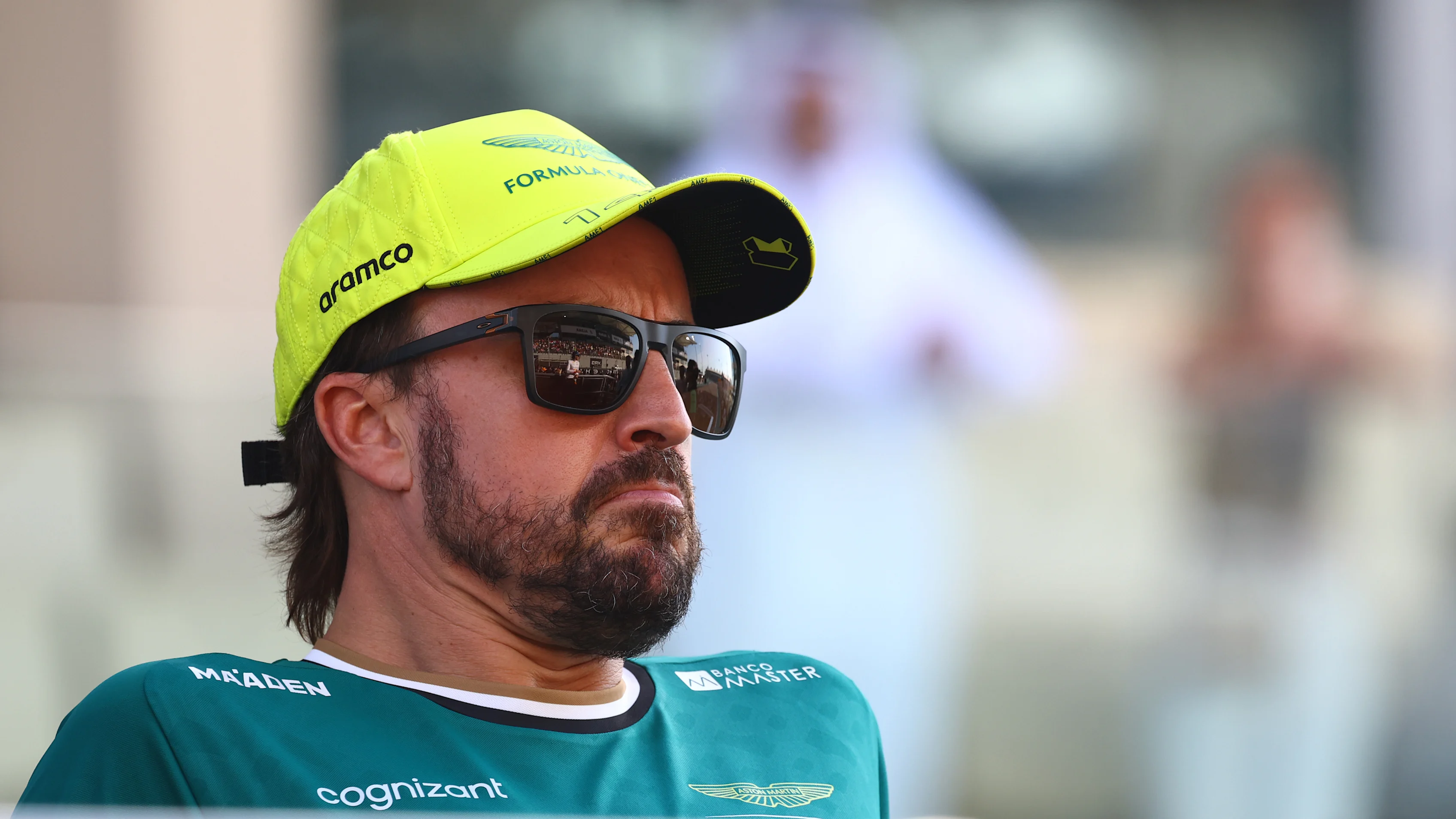 ABU DHABI, UNITED ARAB EMIRATES - DECEMBER 08: Fernando Alonso of Spain and Aston Martin F1 Team looks on prior to the F1 Grand Prix of Abu Dhabi at Yas Marina Circuit on December 08, 2024 in Abu Dhabi, United Arab Emirates. (Photo by Mark Thompson/Getty Images)