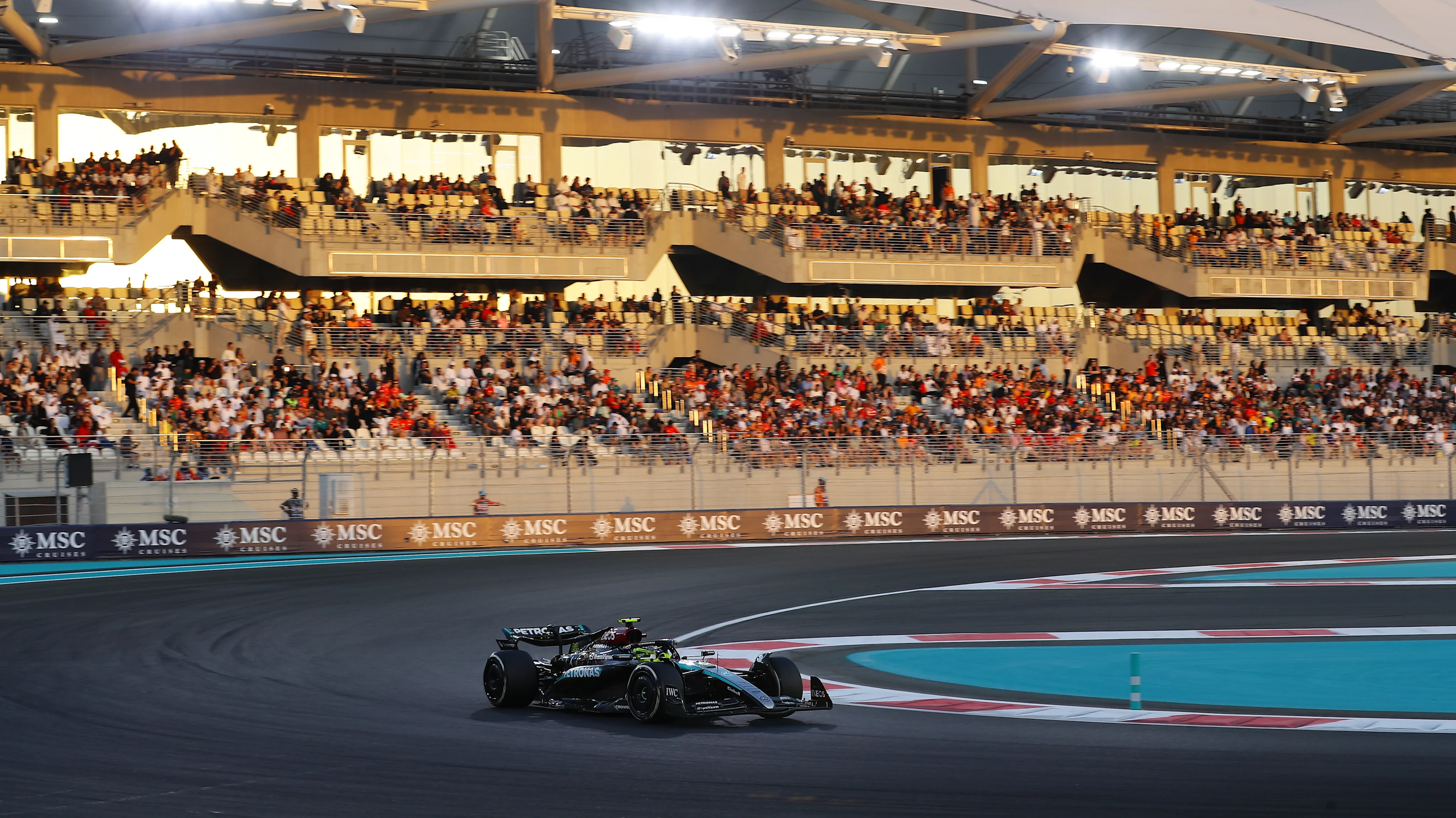ABU DHABI, UNITED ARAB EMIRATES - DECEMBER 08: Lewis Hamilton of Great Britain driving the (44)