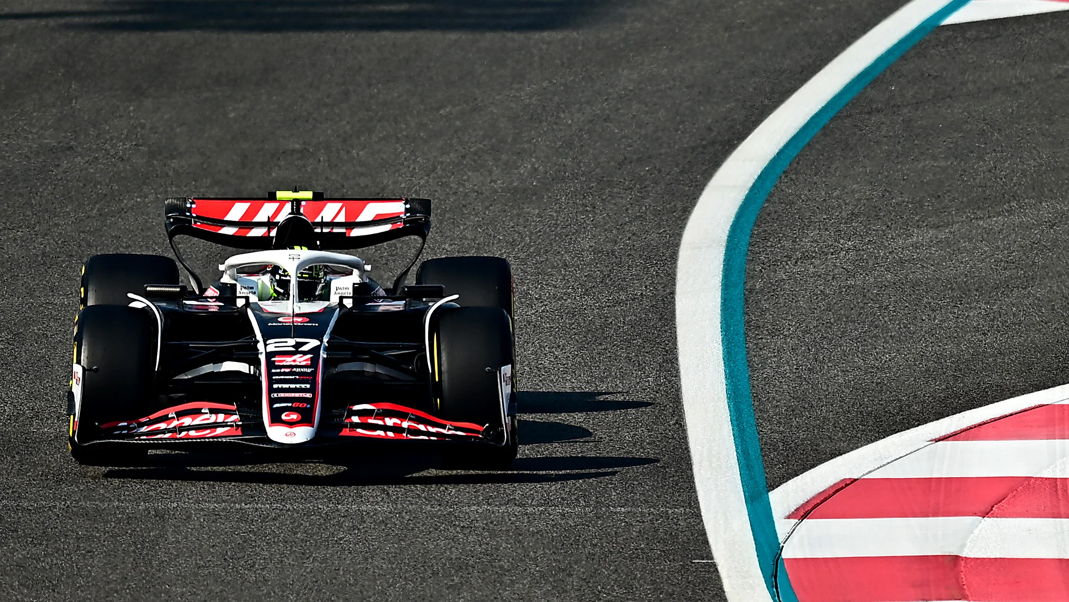 ABU DHABI, UNITED ARAB EMIRATES - DECEMBER 06: Nico Hulkenberg of Germany driving the (27) Haas F1 VF-24 Ferrari on track during practice ahead of the F1 Grand Prix of Abu Dhabi at Yas Marina Circuit on December 06, 2024 in Abu Dhabi, United Arab Emirates. (Photo by Pauline Ballet - Formula 1/Formula 1 via Getty Images)