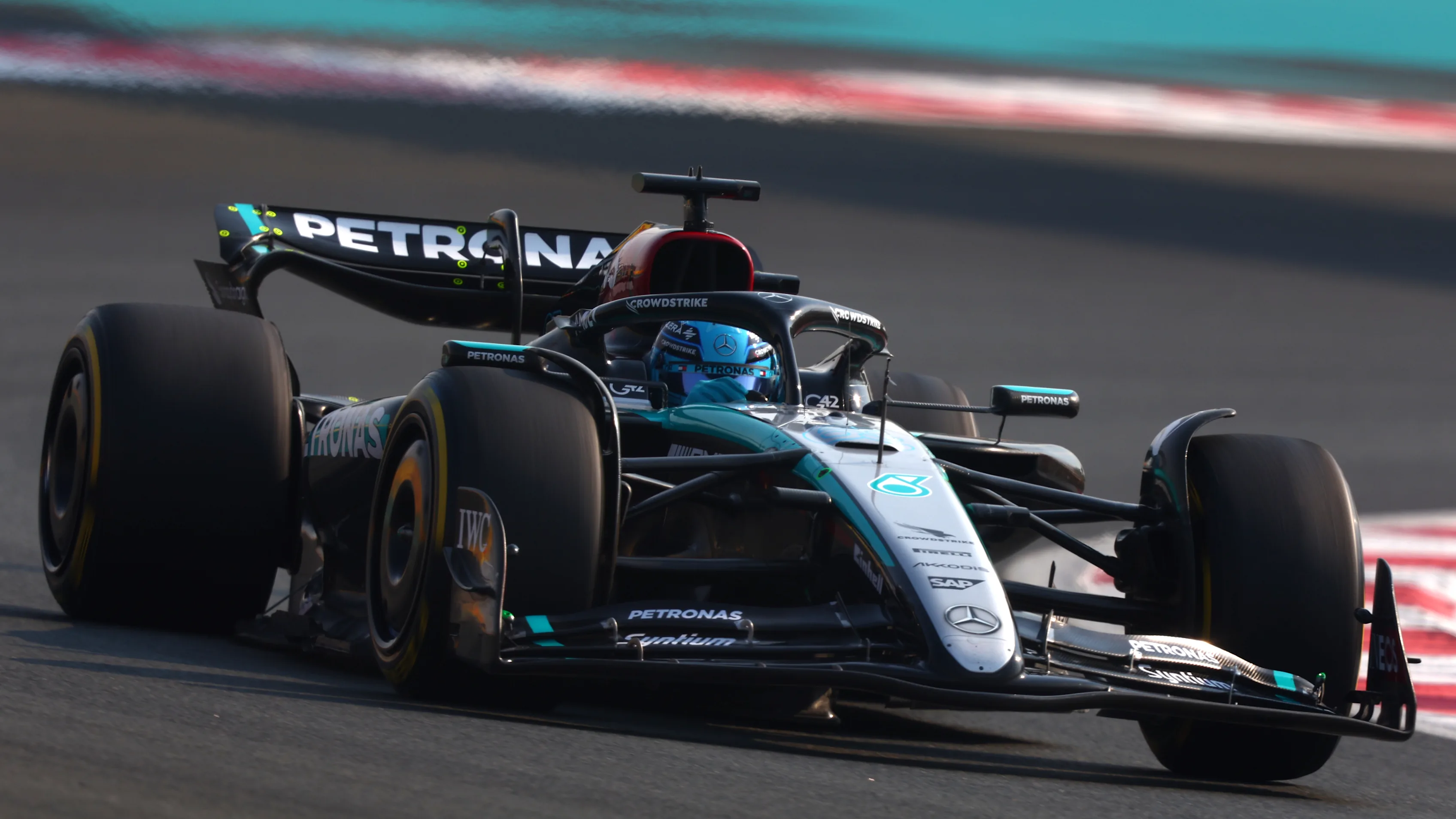 ABU DHABI, UNITED ARAB EMIRATES - DECEMBER 06: George Russell of Great Britain driving the (63)