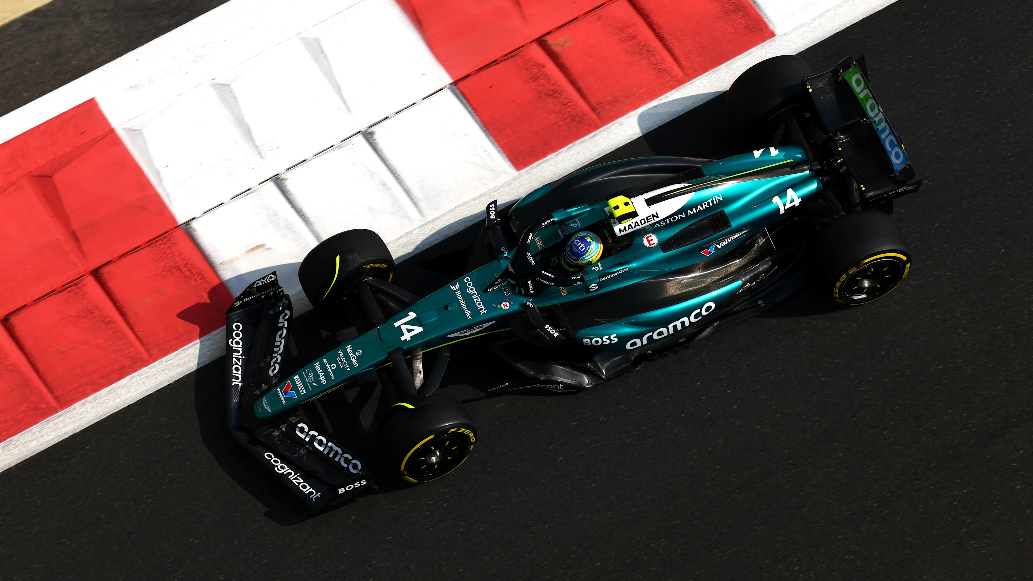 ABU DHABI, UNITED ARAB EMIRATES - DECEMBER 06: Fernando Alonso of Spain driving the (14) Aston