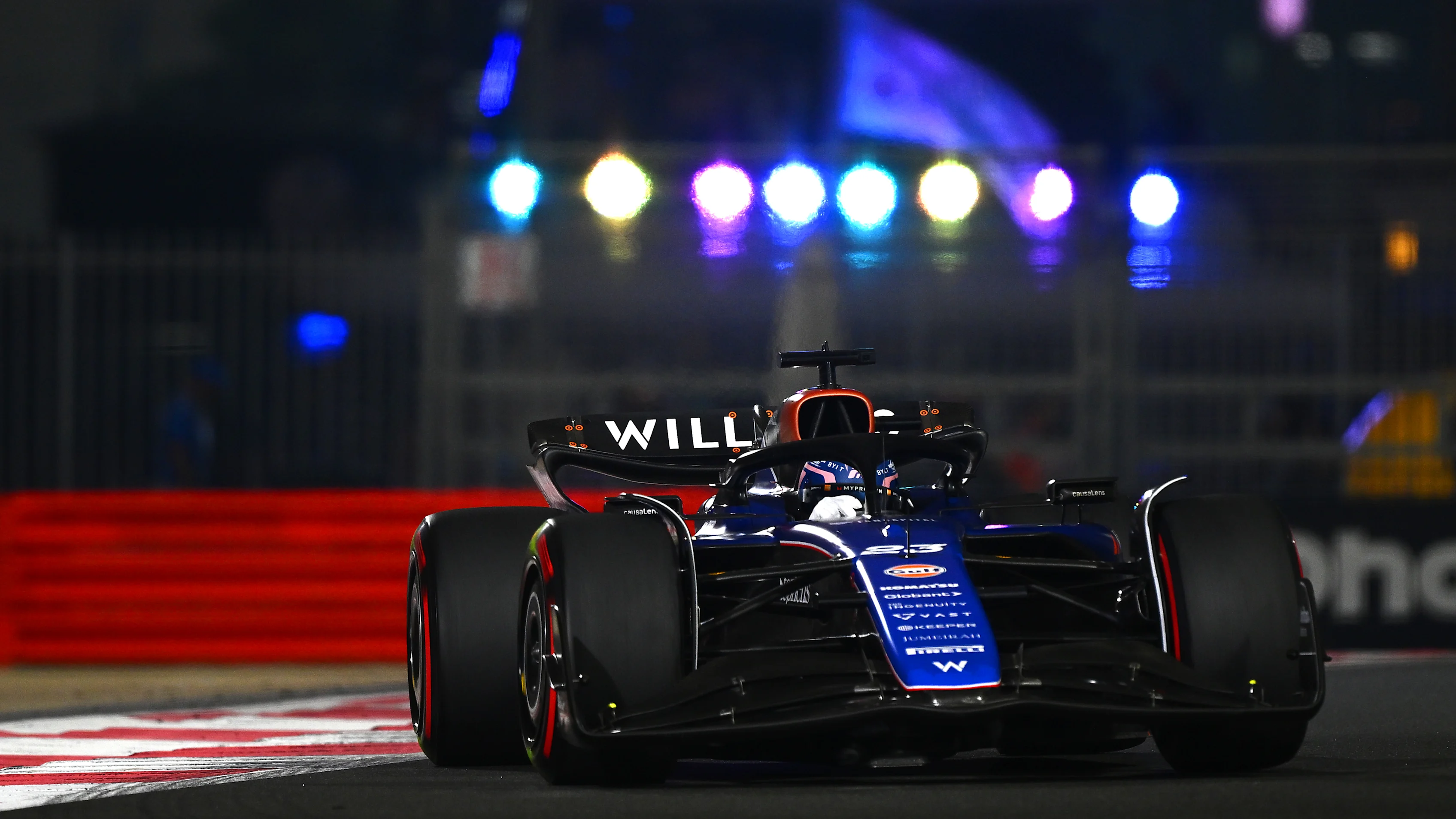 ABU DHABI, UNITED ARAB EMIRATES - DECEMBER 06: Alexander Albon of Thailand driving the (23) Williams FW46 Mercedes on track during practice ahead of the F1 Grand Prix of Abu Dhabi at Yas Marina Circuit on December 06, 2024 in Abu Dhabi, United Arab Emirates. (Photo by Clive Mason/Getty Images)