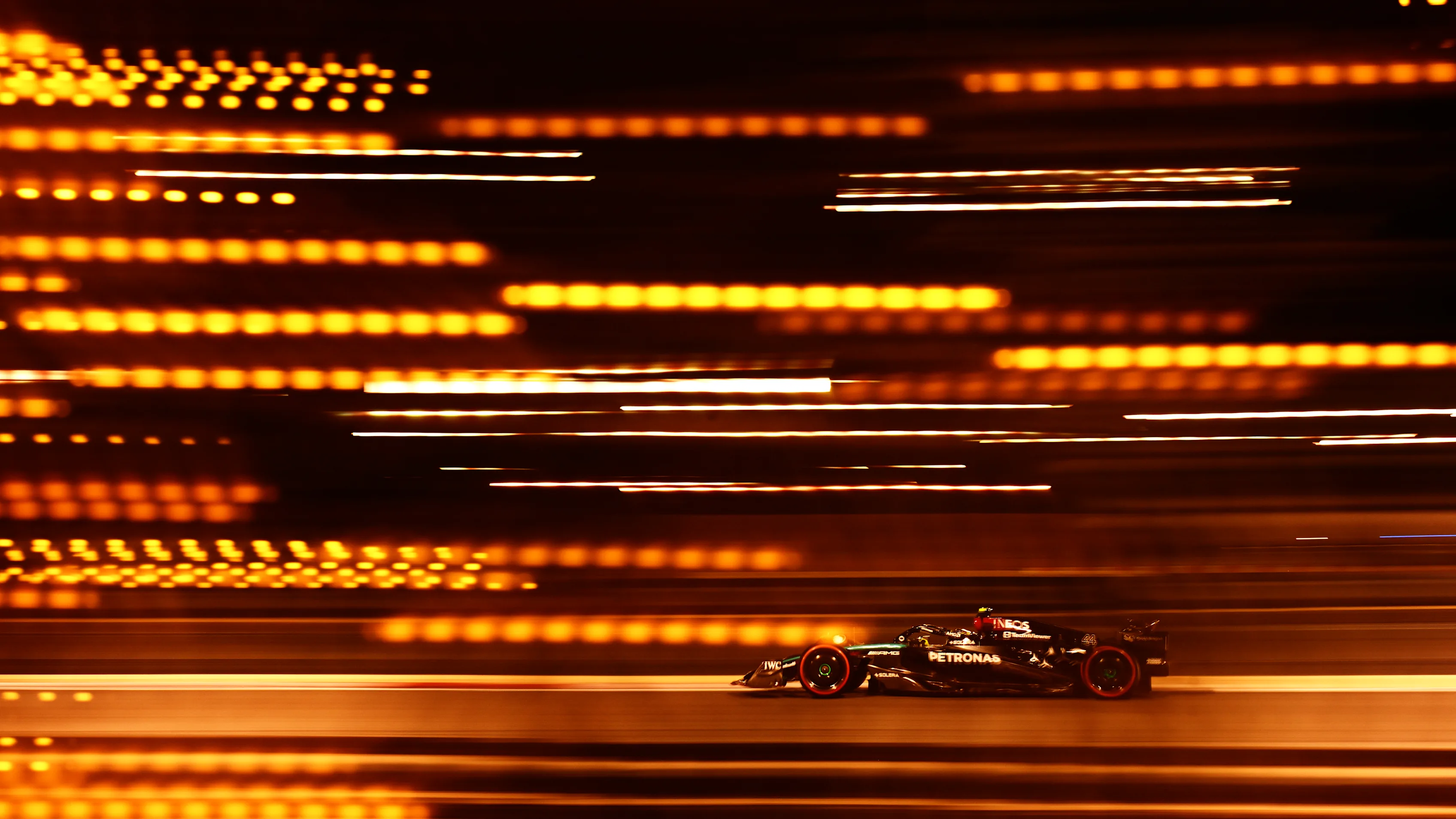 BAHRAIN, BAHRAIN - FEBRUARY 29: Lewis Hamilton of Great Britain driving the (44) Mercedes AMG