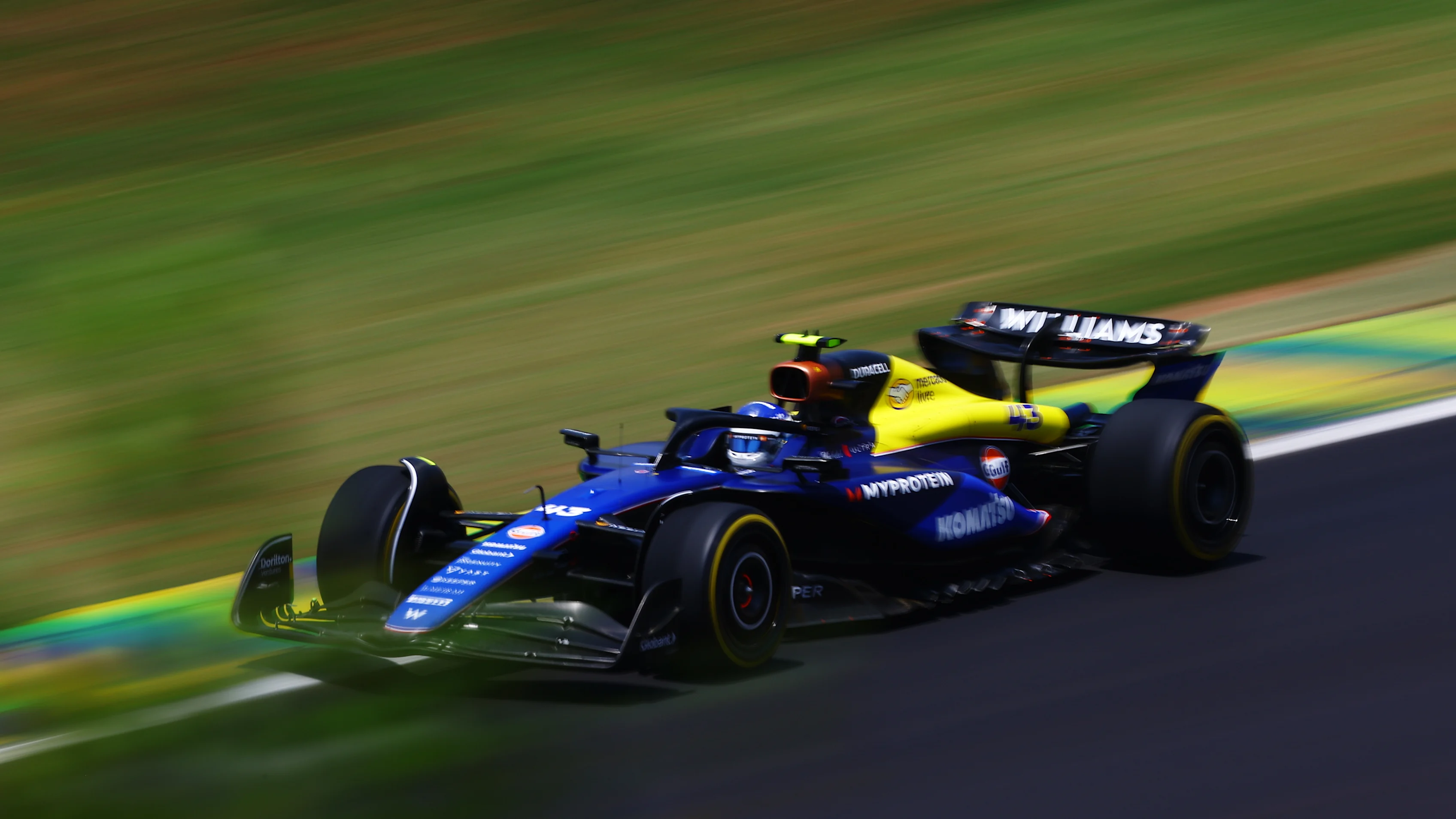 SAO PAULO, BRAZIL - NOVEMBER 01: Franco Colapinto of Argentina driving the (45) Williams FW45