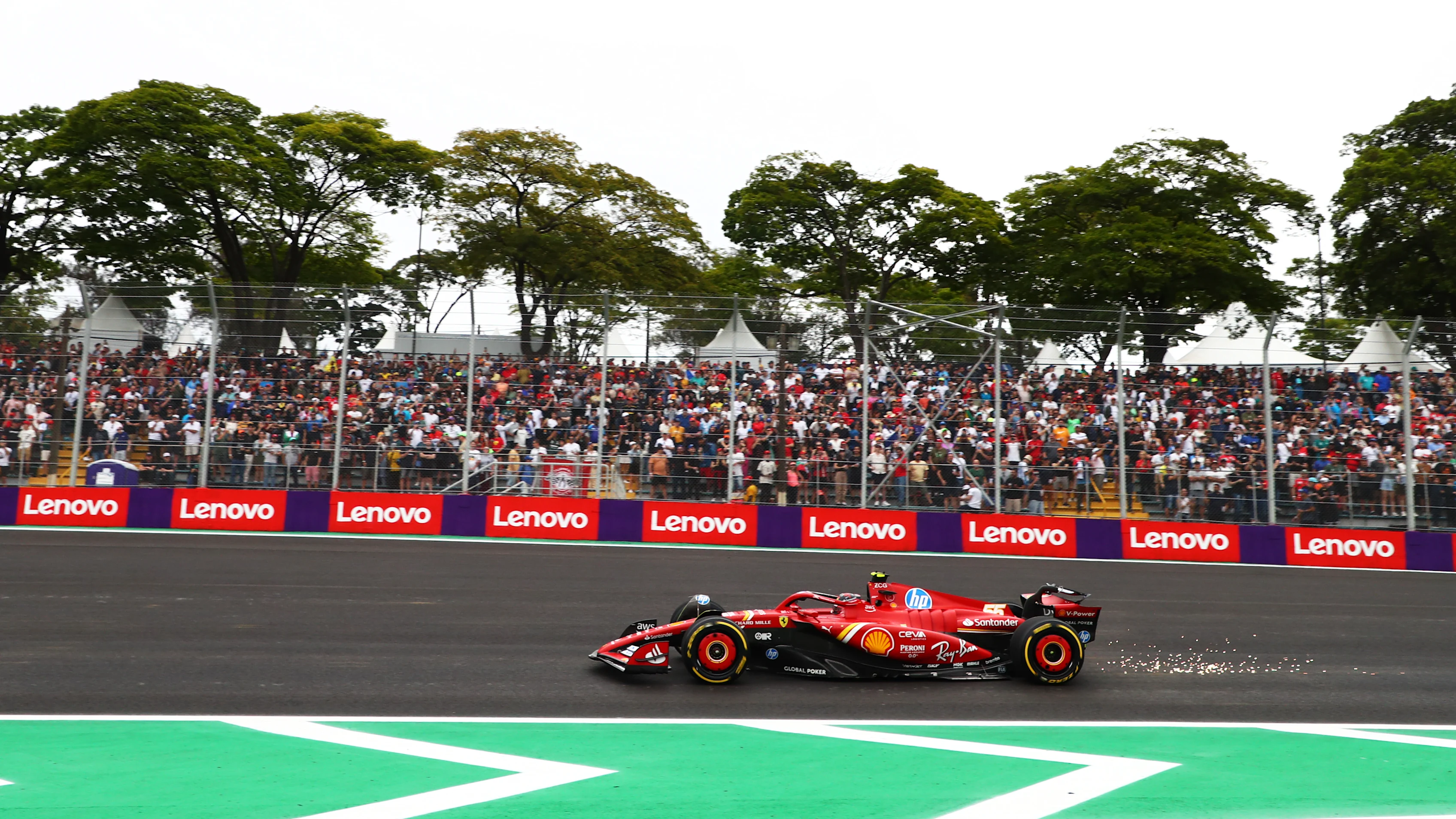 SAO PAULO, BRAZIL - NOVEMBER 01: Carlos Sainz of Spain driving (55) the Ferrari SF-24 on track