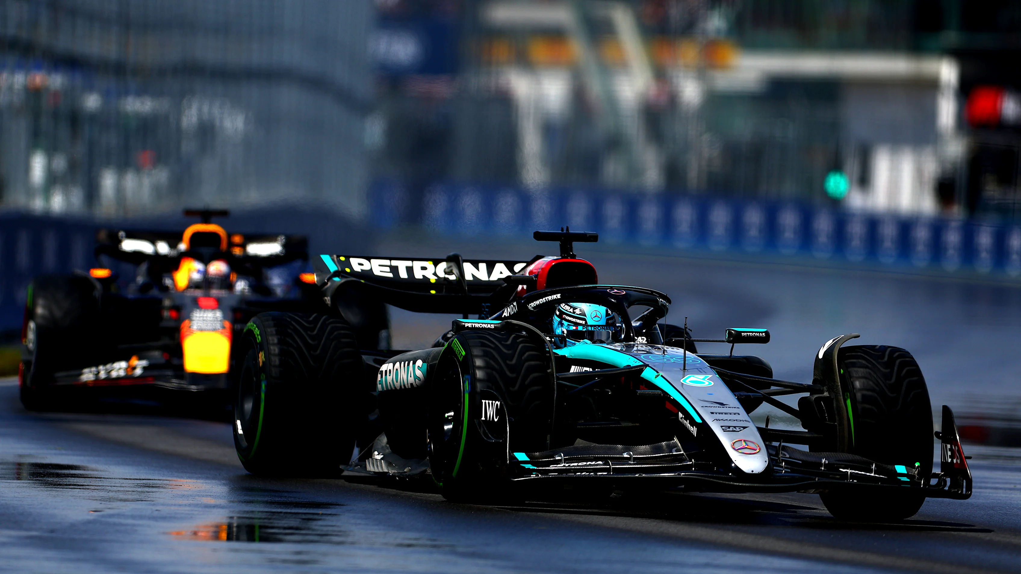 MONTREAL, QUEBEC - JUNE 09: George Russell of Great Britain driving the (63) Mercedes AMG Petronas