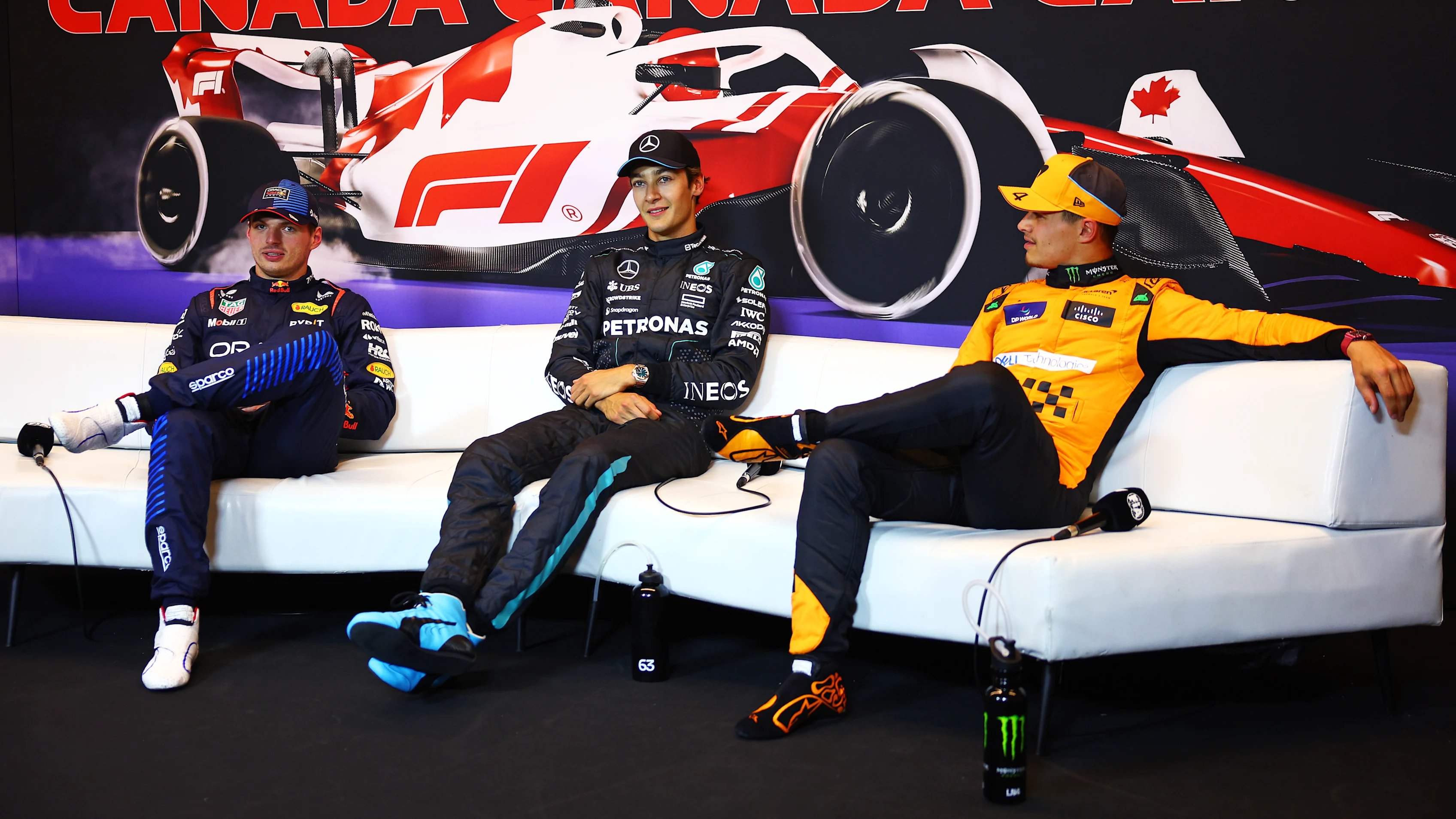 MONTREAL, QUEBEC - JUNE 08: Pole position qualifier George Russell of Great Britain and Mercedes,