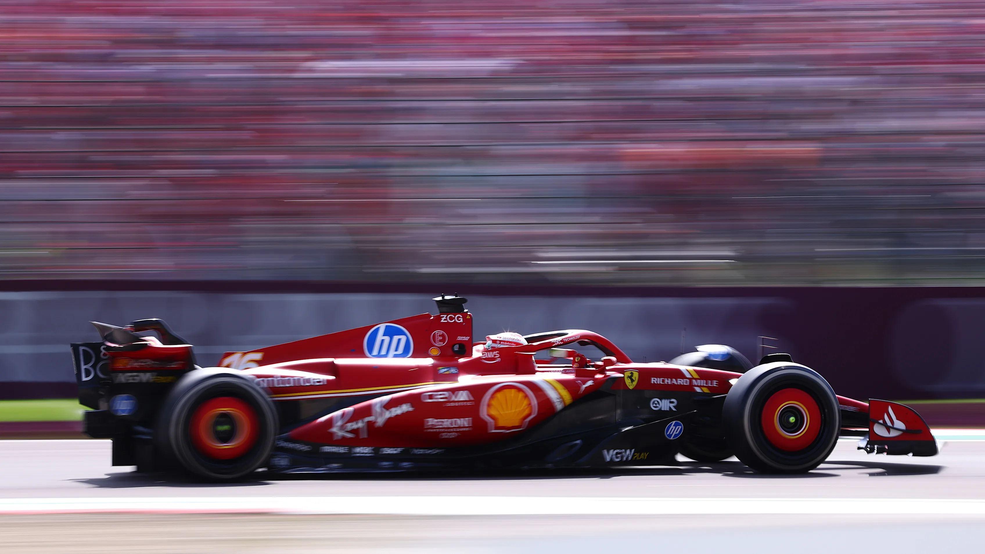 IMOLA, ITALY - MAY 19: Charles Leclerc of Monaco driving the (16) Ferrari SF-24 on track during the