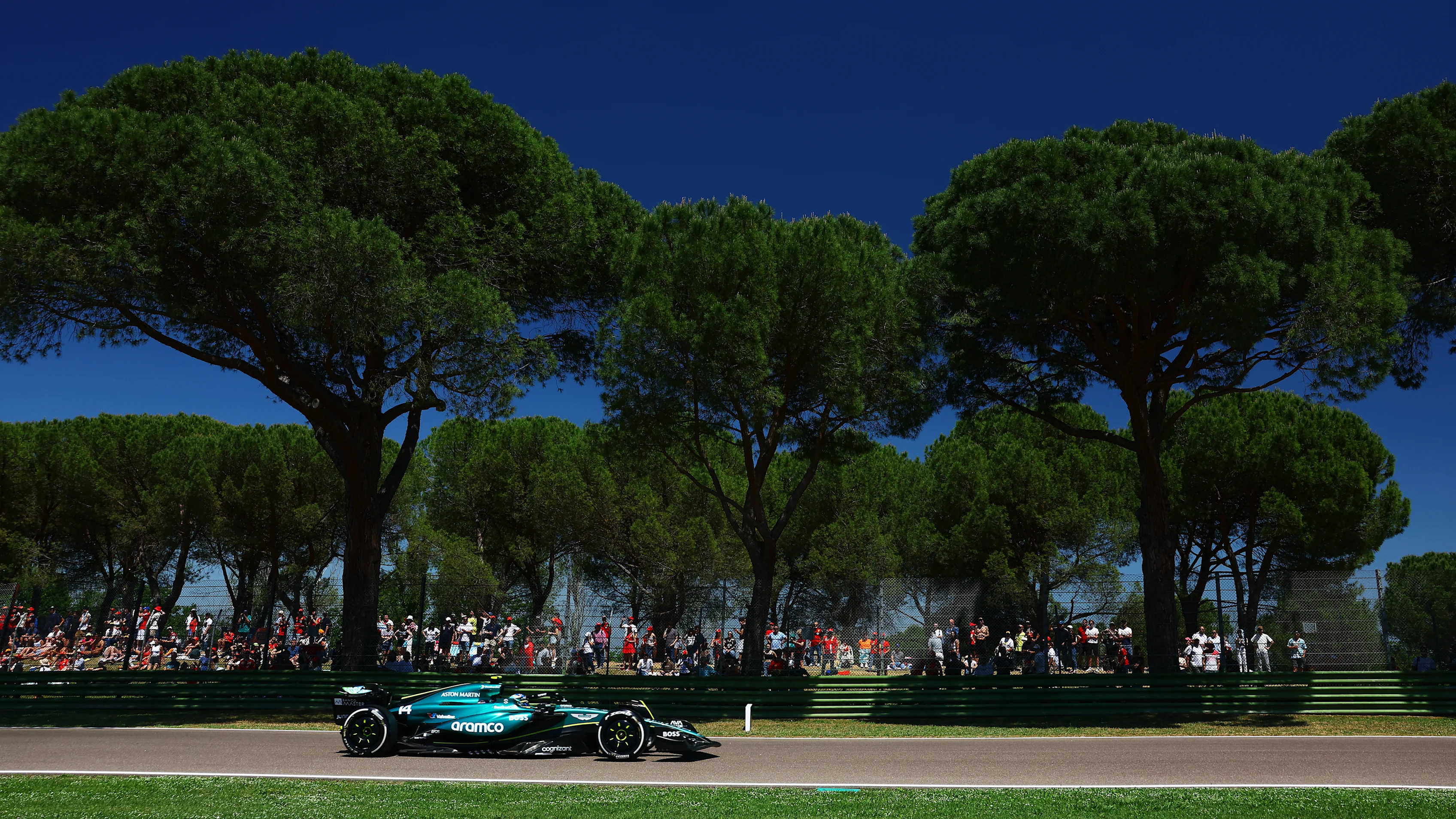 IMOLA, ITALY - MAY 18: A detail view of the car of Fernando Alonso of Spain and Aston Martin F1