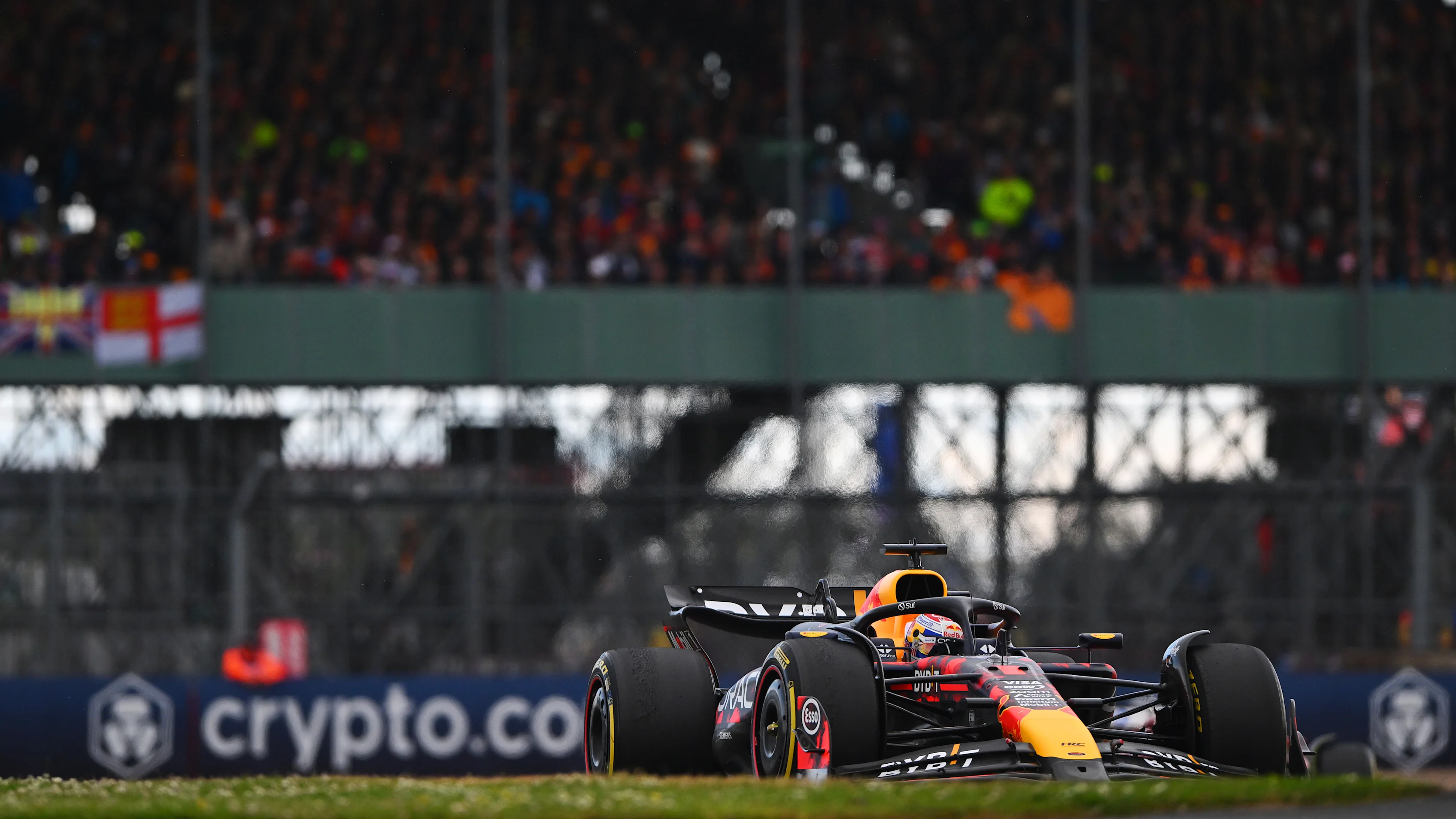 NORTHAMPTON, ENGLAND - JULY 07: Max Verstappen of the Netherlands driving the (1) Oracle Red Bull