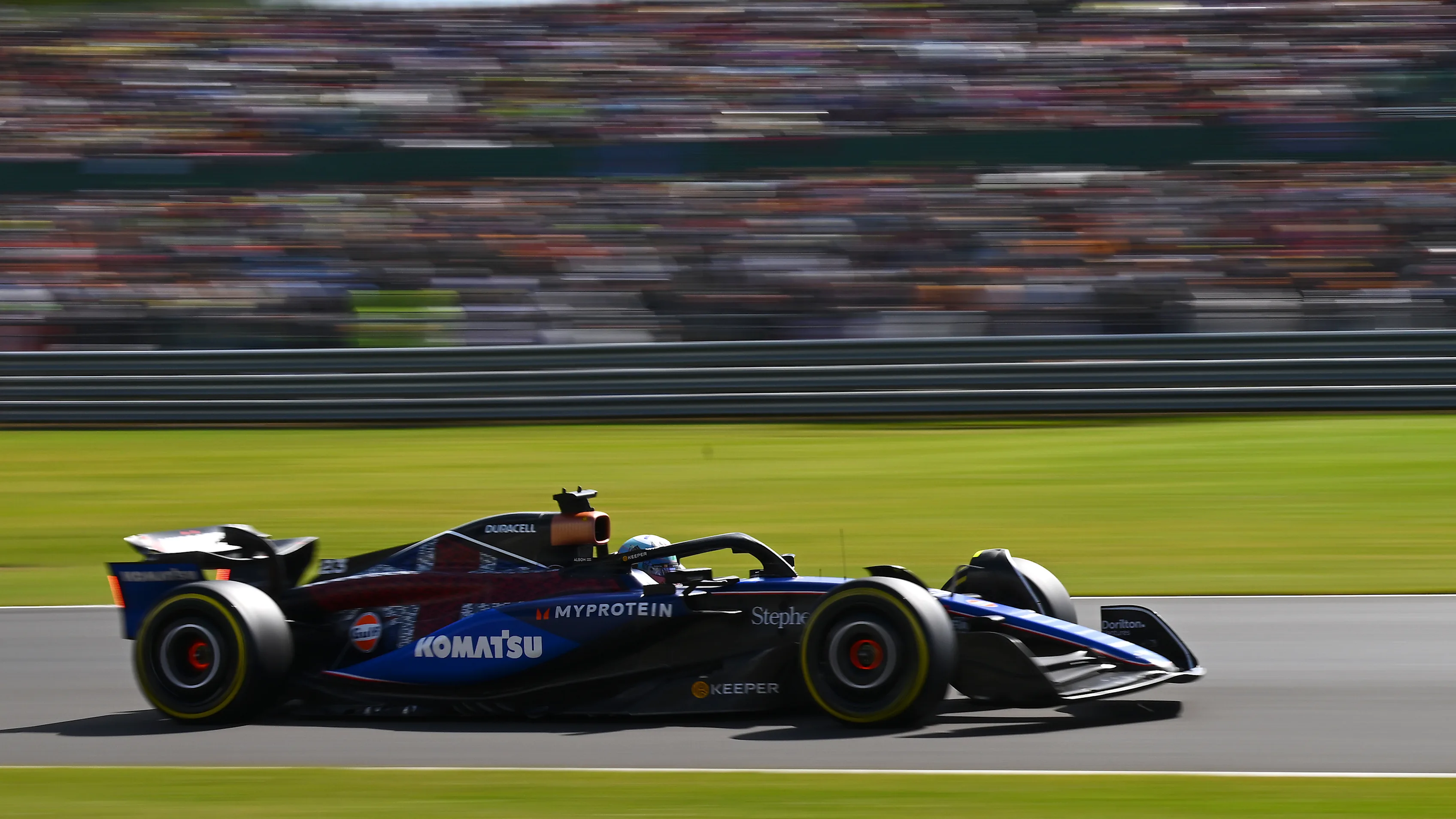 NORTHAMPTON, ENGLAND - JULY 07: Alexander Albon of Thailand driving the (23) Williams FW46 Mercedes in the Pitlane during the F1 Grand Prix of Great Britain at Silverstone Circuit on July 07, 2024 in Northampton, England. (Photo by James Sutton - Formula 1/Formula 1 via Getty Images)
