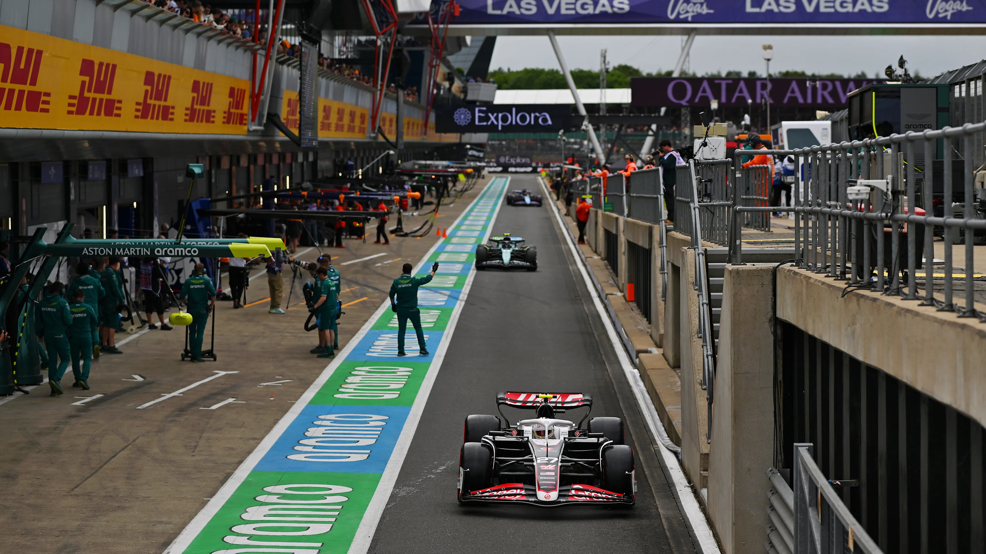 NORTHAMPTON, ENGLAND - JULY 05: Nico Hulkenberg of Germany driving the (27) Haas F1 VF-24 Ferrari