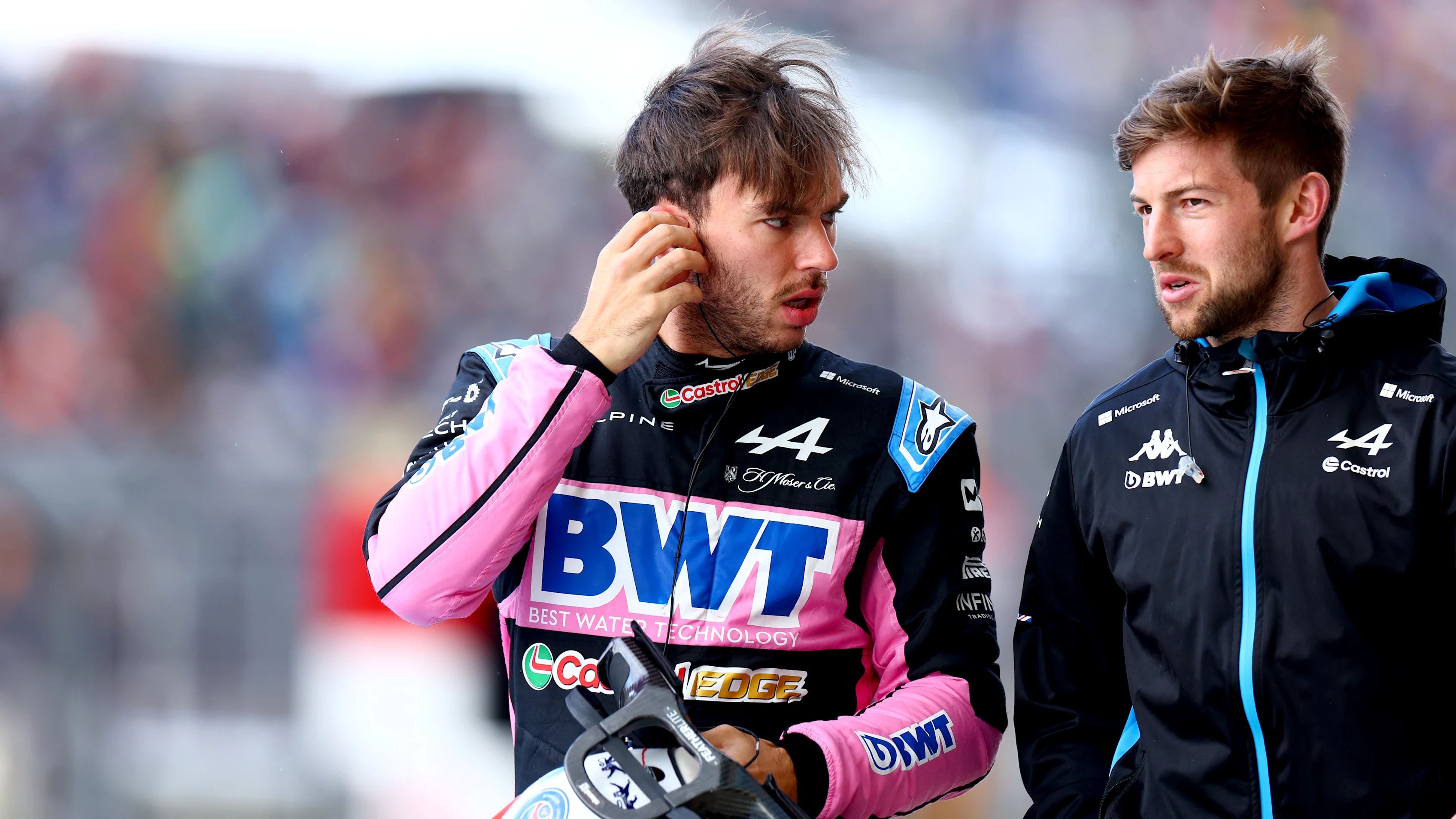 NORTHAMPTON, ENGLAND - JULY 06: 20th placed qualifier Pierre Gasly of France and Alpine F1 walks in