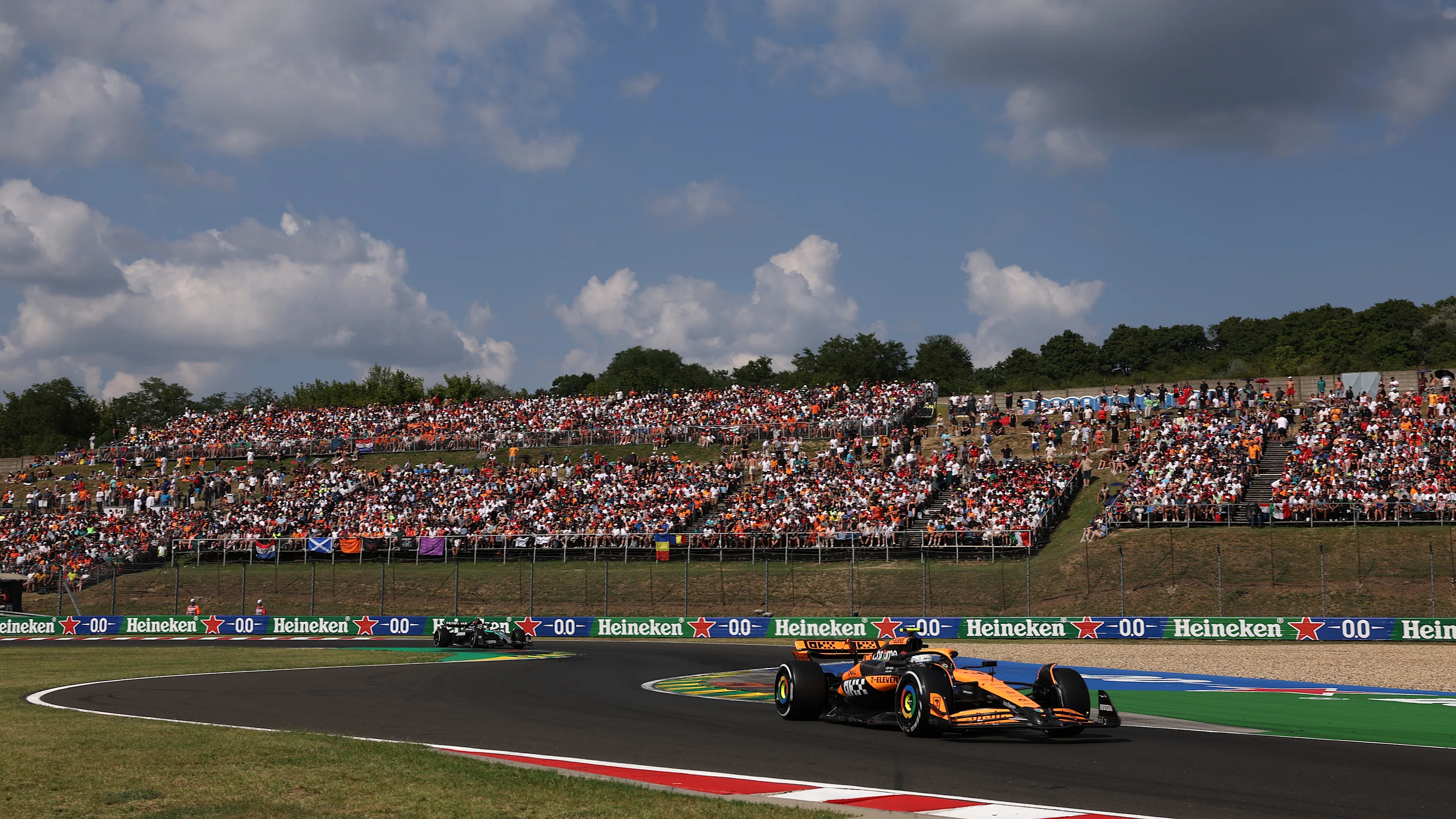 BUDAPEST, HUNGARY - JULY 21: Lando Norris of Great Britain driving the (4) McLaren MCL38 Mercedes