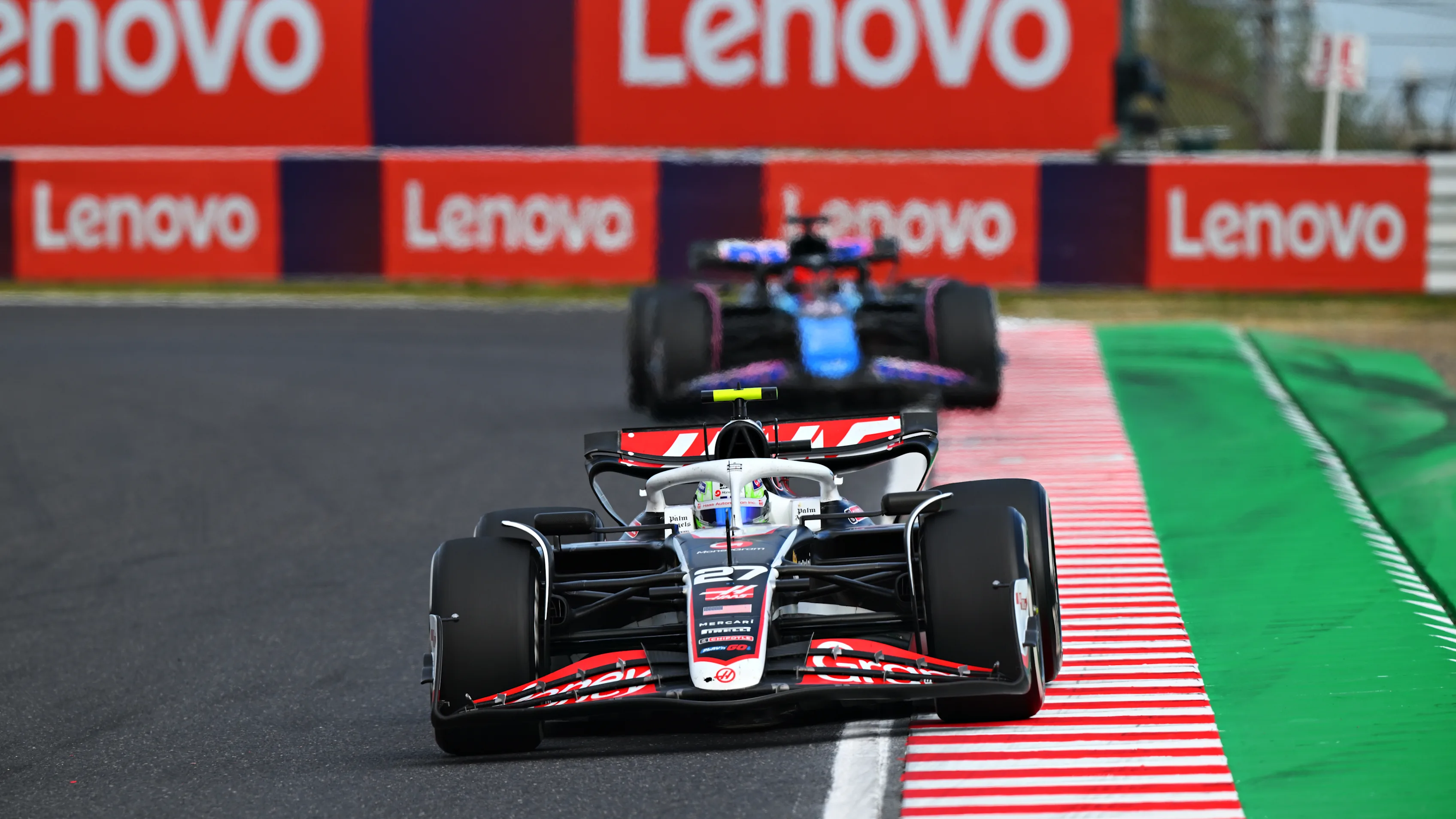 SUZUKA, JAPAN - APRIL 07: Nico Hulkenberg of Germany driving the (27) Haas F1 VF-24 Ferrari on track during the F1 Grand Prix of Japan at Suzuka International Racing Course on April 07, 2024 in Suzuka, Japan. (Photo by Clive Mason/Getty Images)