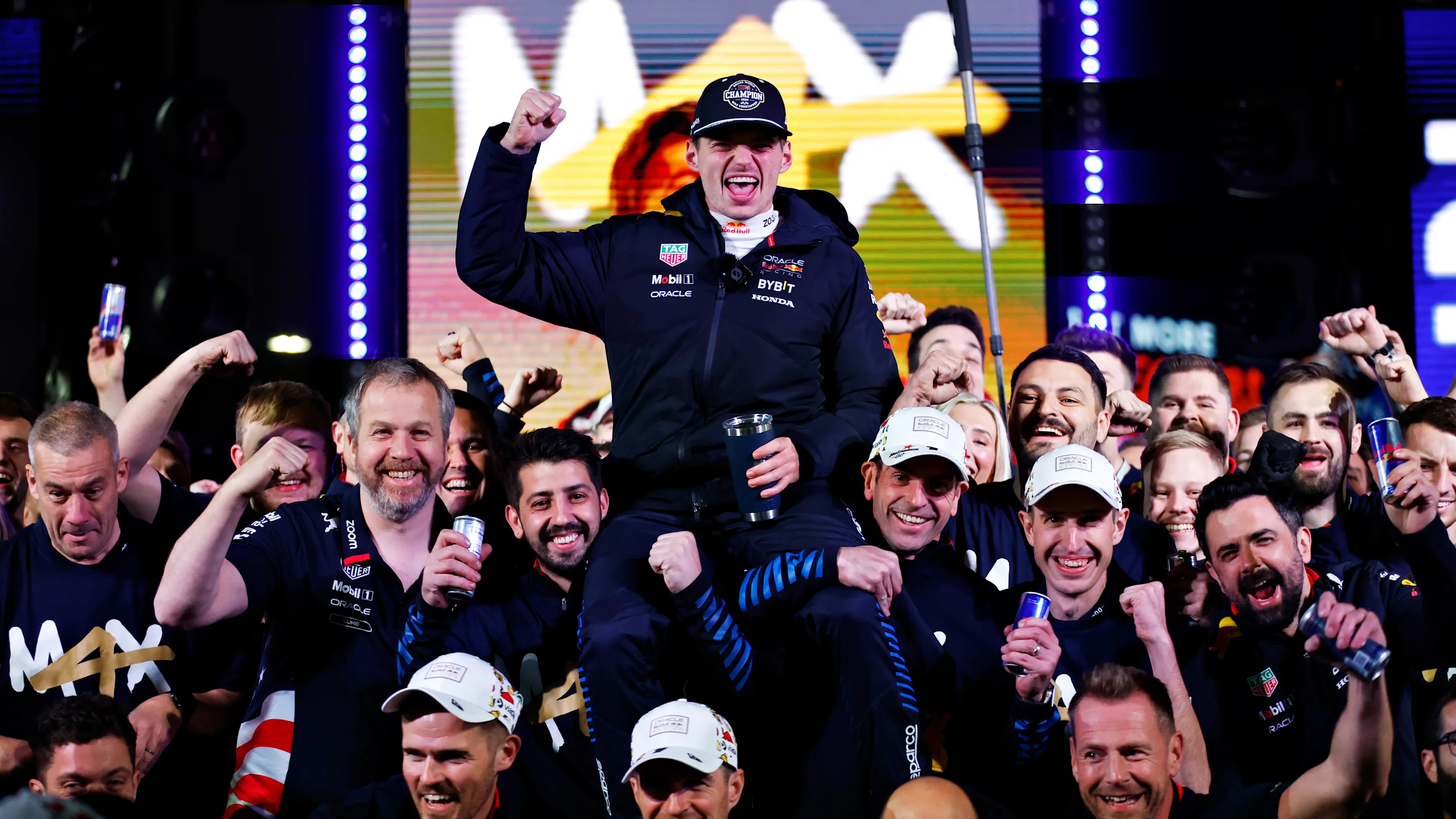 LAS VEGAS, NEVADA - NOVEMBER 23: 2024 F1 World Drivers Champion Max Verstappen of the Netherlands