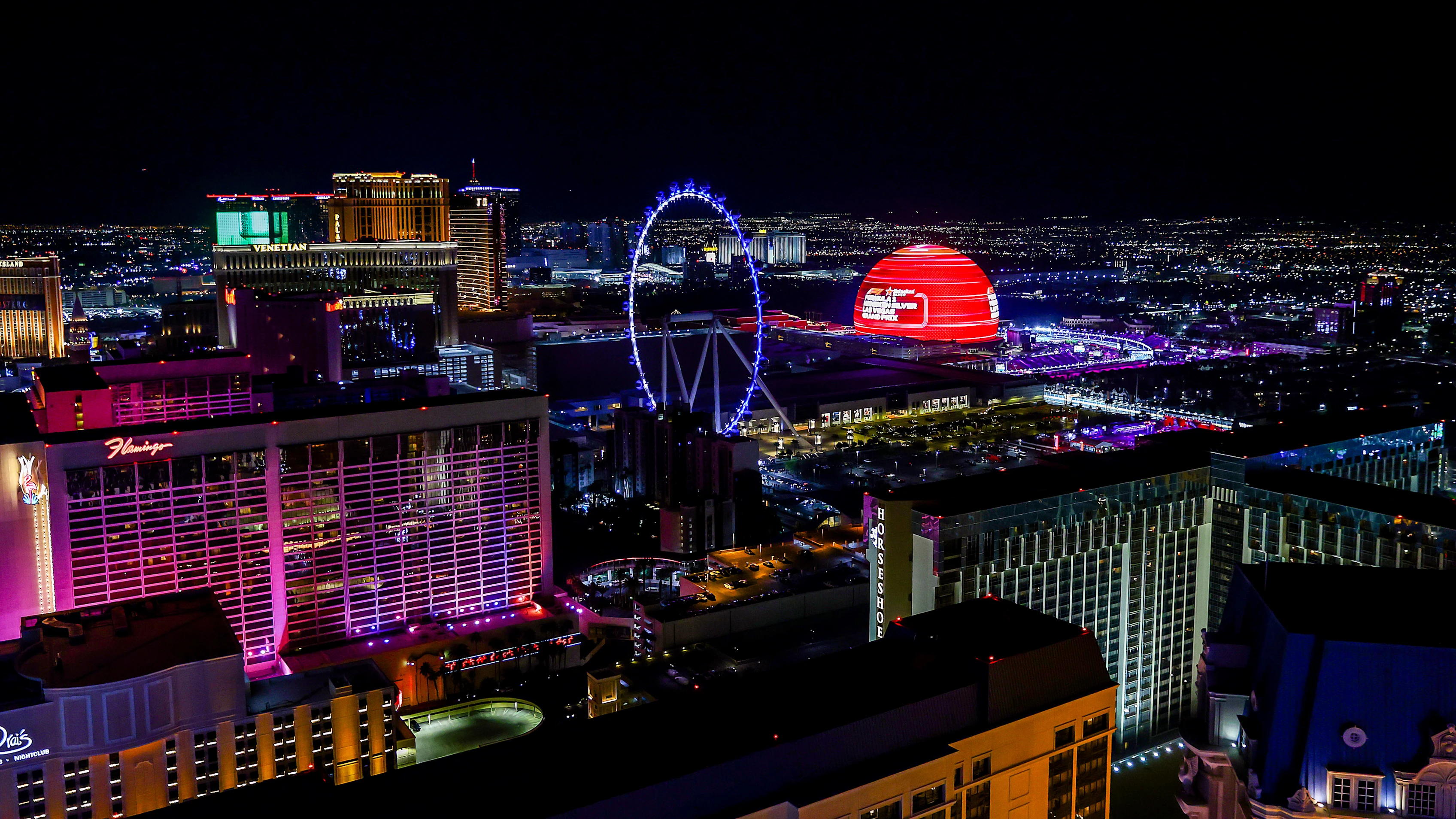 LAS VEGAS, NEVADA - NOVEMBER 21: A general view over the skyline during practice ahead of the F1